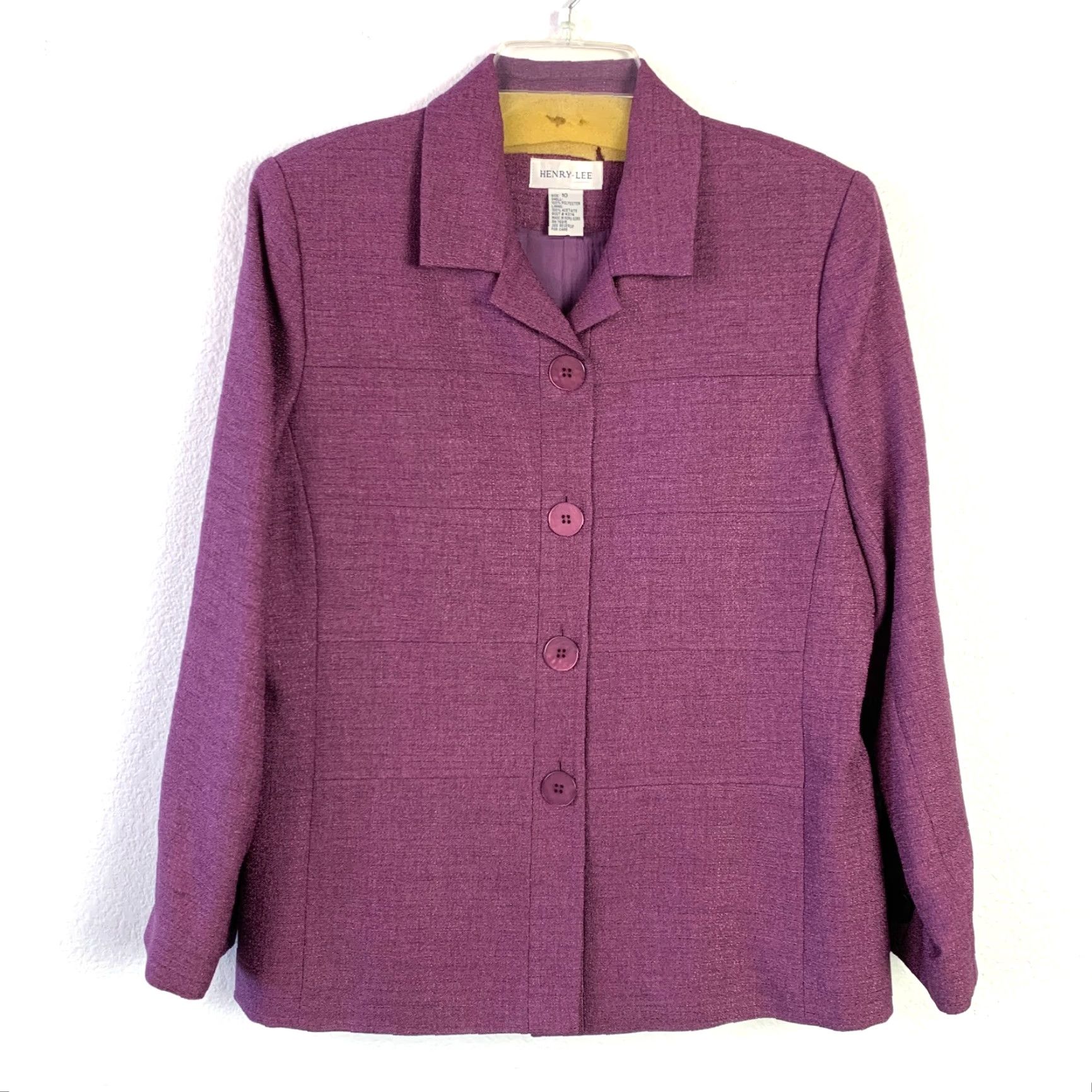 Lee VINTAGE Henry Lee Purple Tweed Polyester Blazer Pleated Skirt Suit Womens 10 Size 32" / US 10 / IT 46 - 3 Thumbnail