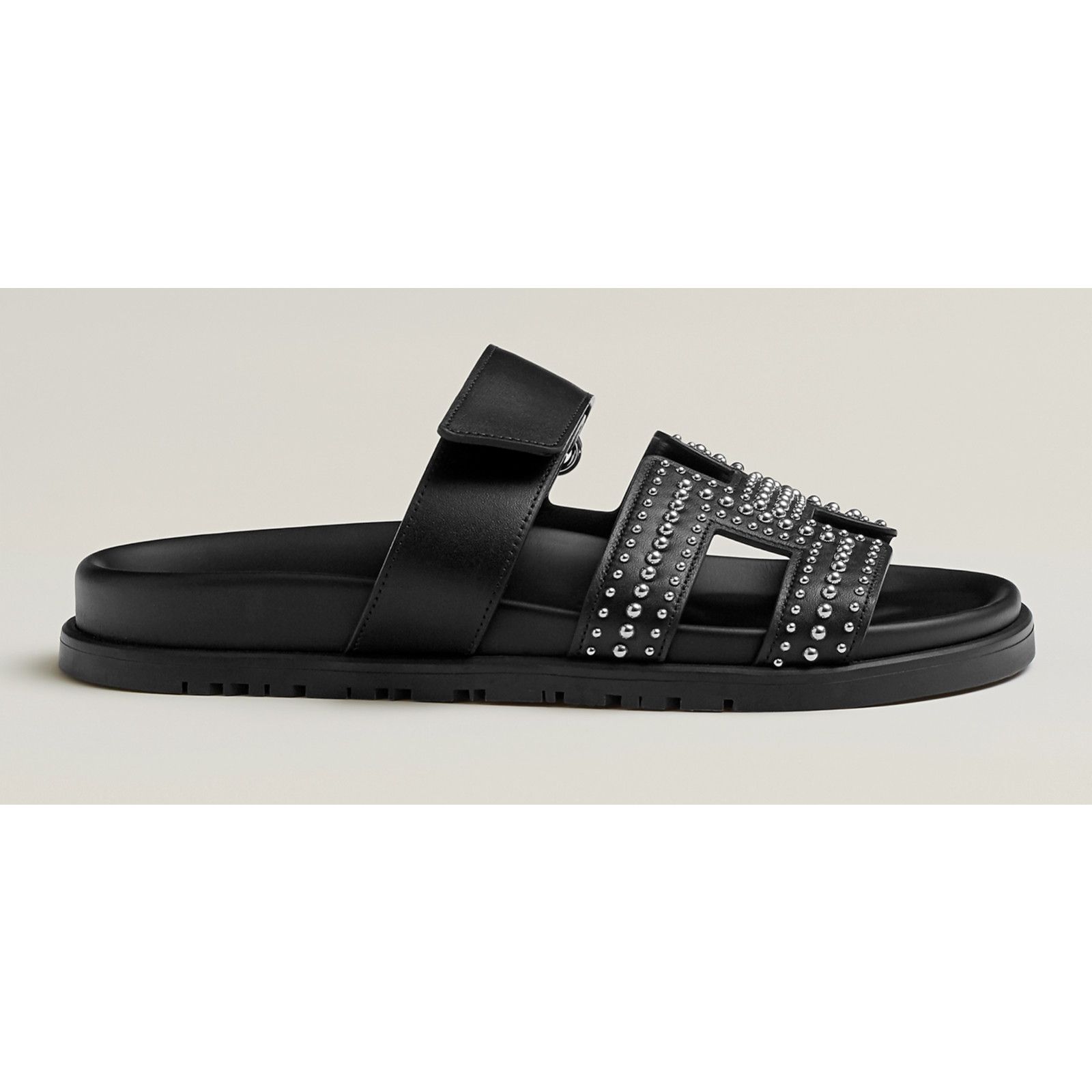 Hermes Hermes Chypre Sandal Black Silver Studded Stud H Logo Size US 7.5 / IT 37.5 - 3 Thumbnail