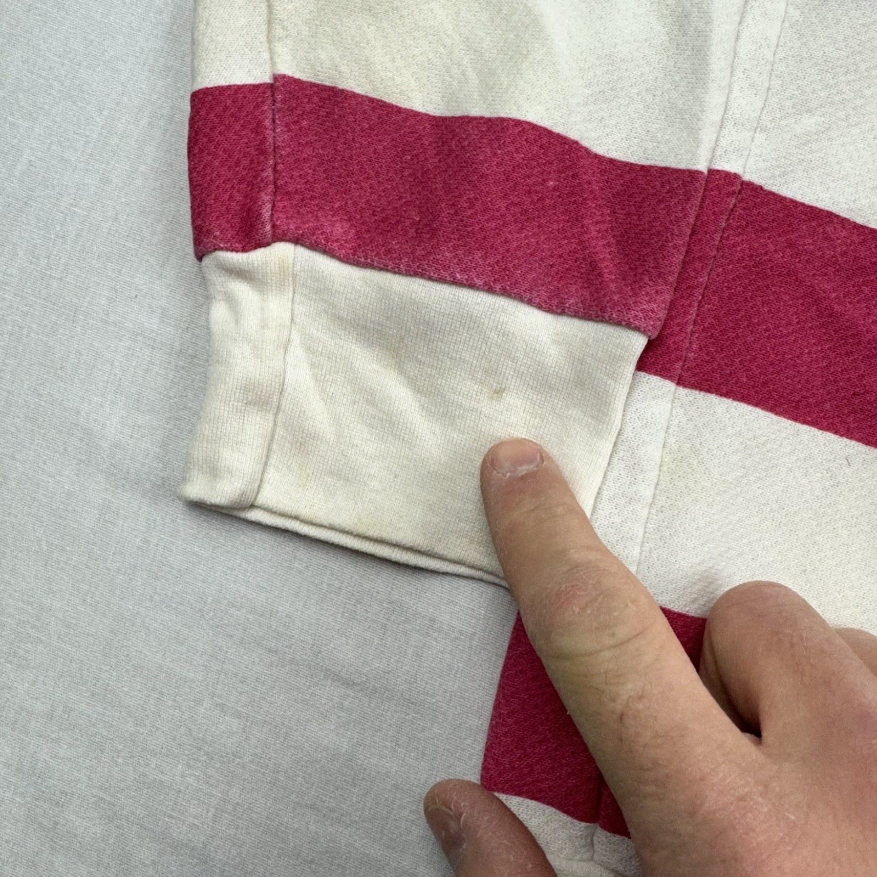 Pinko VINTAGE Transaction Sweatshirt Women's XL Striped Pink White 70s 1970s Pullover Activewear UK US Made Womens Size XL / US 12-14 / IT 48-50 - 2 Thumbnail