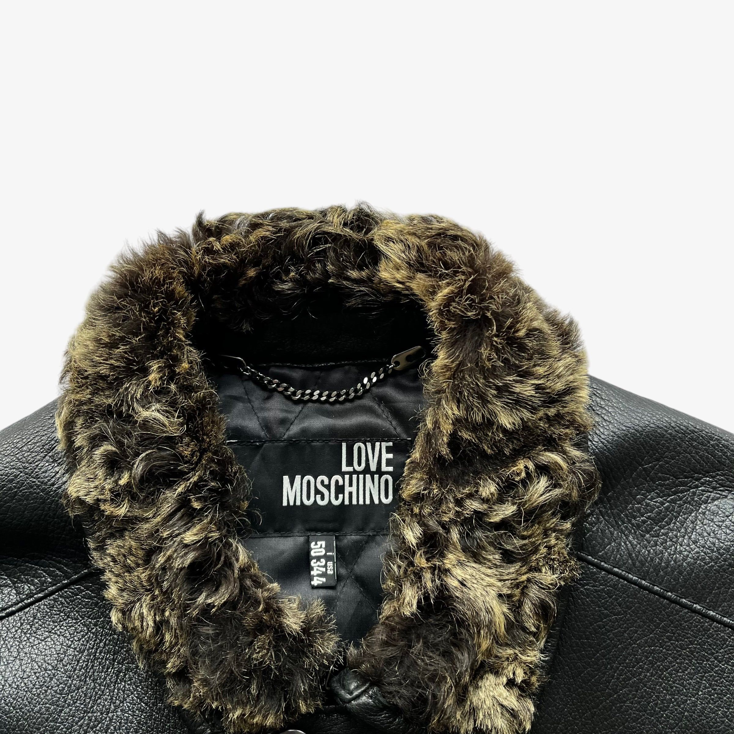 Moschino Vintage Y2K Women's Love Moschino Black Leather Jacket Size M / US 6-8 / IT 42-44 - 2 Thumbnail