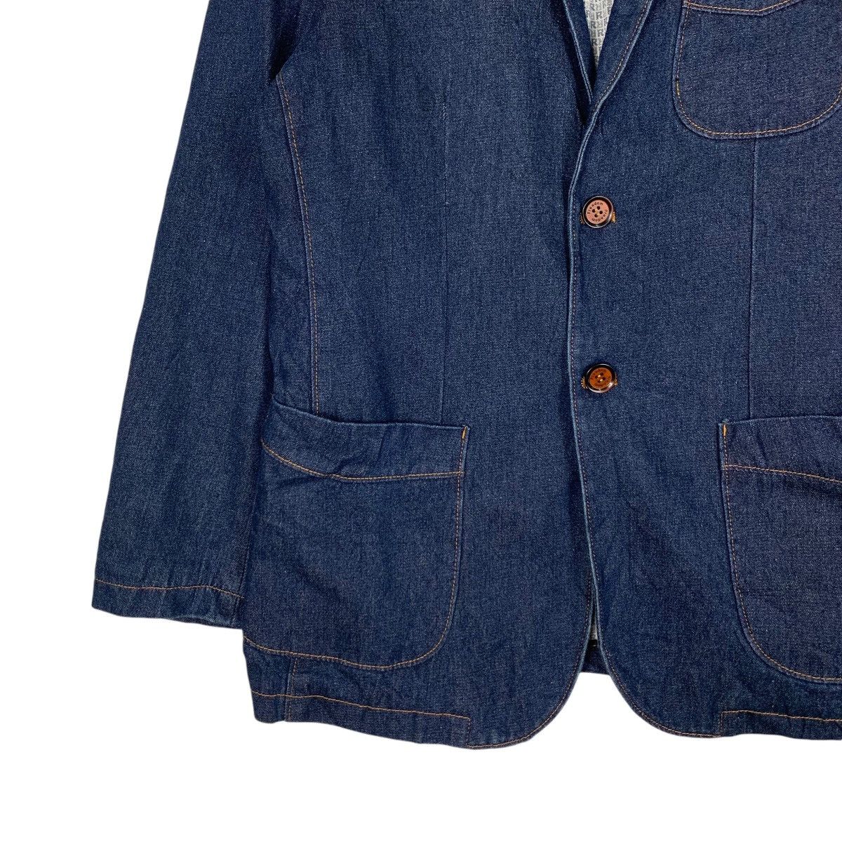 Japanese Brand OUT DOOR Work Casual Blue Denim Jacket #1297-C58 Size US XXL / EU 58 / 5 - 3 Thumbnail