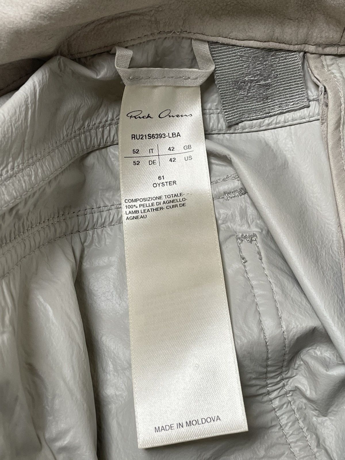 Rick Owens Rick Owens SS21 Blistered Leather Tyrone Cut Oyster Pants Size US 33 - 9 Thumbnail