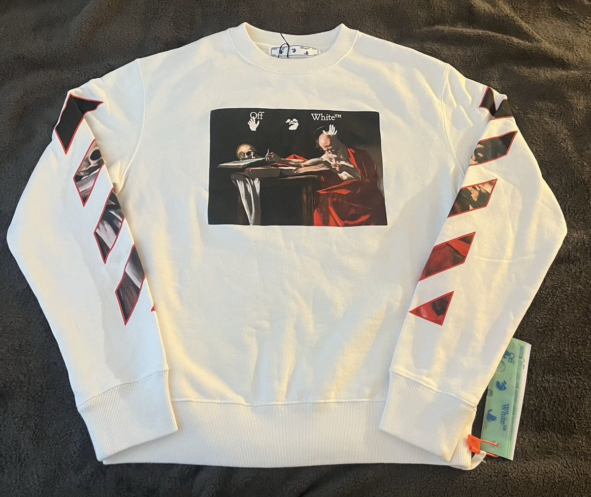image of Off White Off-White Caravaggio Crewneck Sweatshirt, Men's (Size Medium)