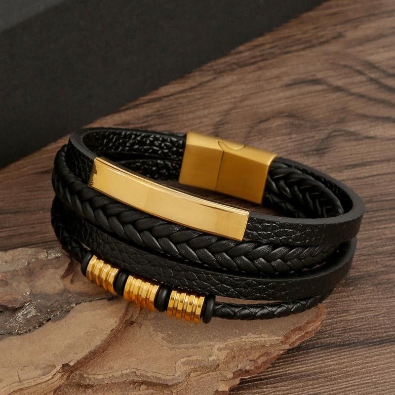 Homemade Handcrafted Leather Bracelet – Multi-Layer Braided Design Size ONE SIZE - 6 Thumbnail
