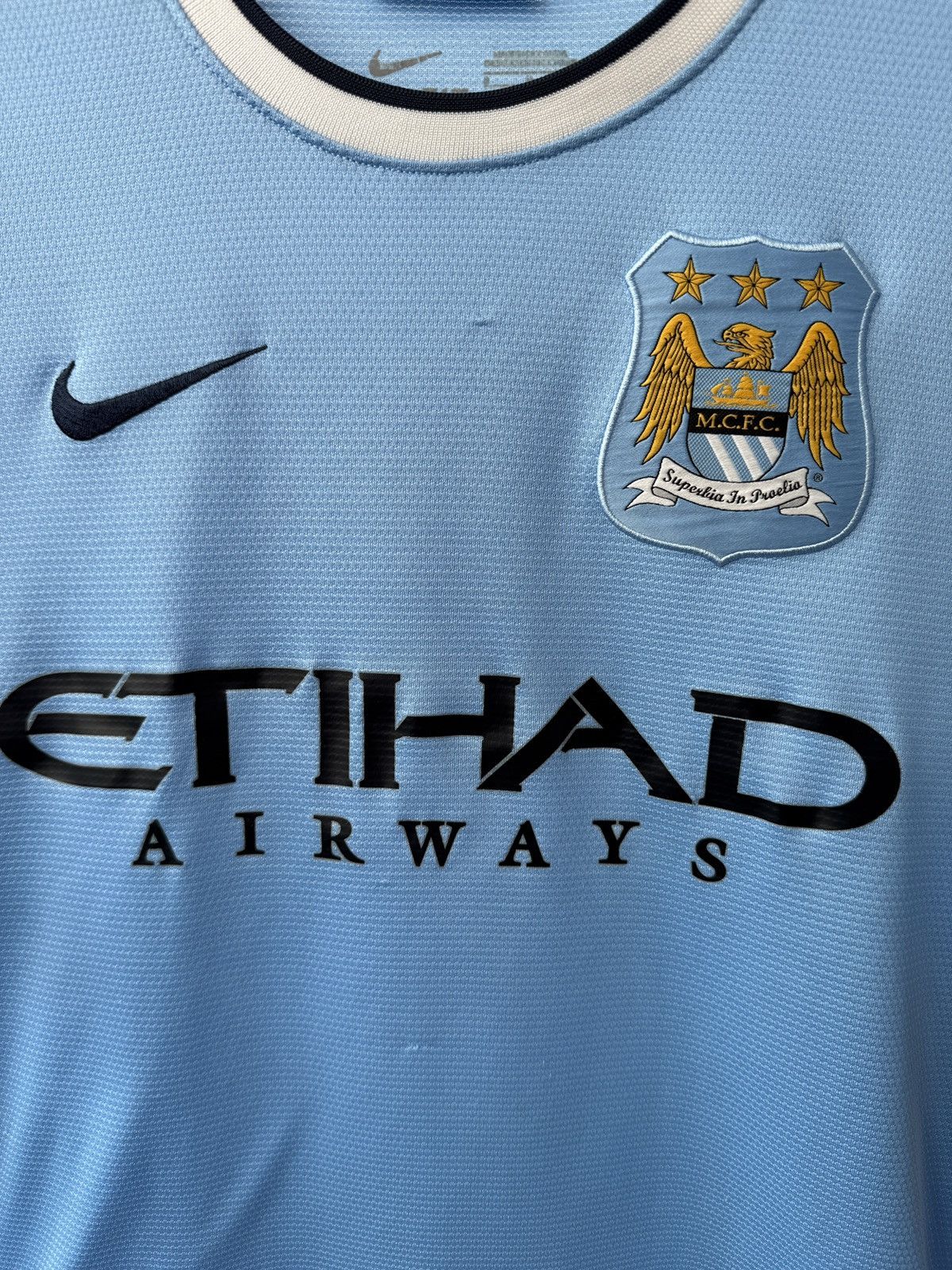 Nike Vintage MANCHESTER CITY 2013 2014 HOME FOOTBALL SHIRT JERSEY Size US S / EU 44-46 / 1 - 9 Thumbnail