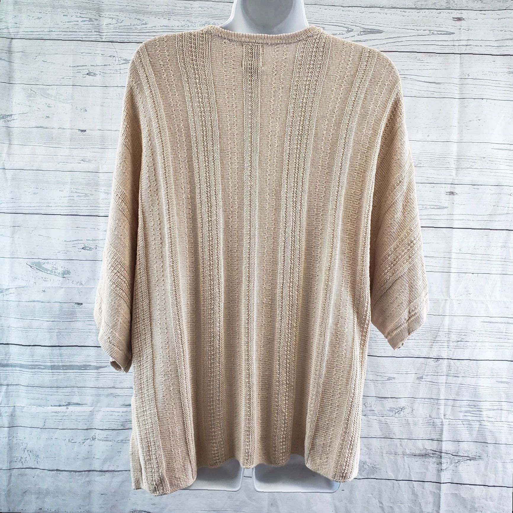 Joie VINTAGE Joie Womens Cardigan Open Front Sz M Beige Linen Blend Knit Shirt Womens M Beige Cardigan Size M / US 6-8 / IT 42-44 - 3 Thumbnail