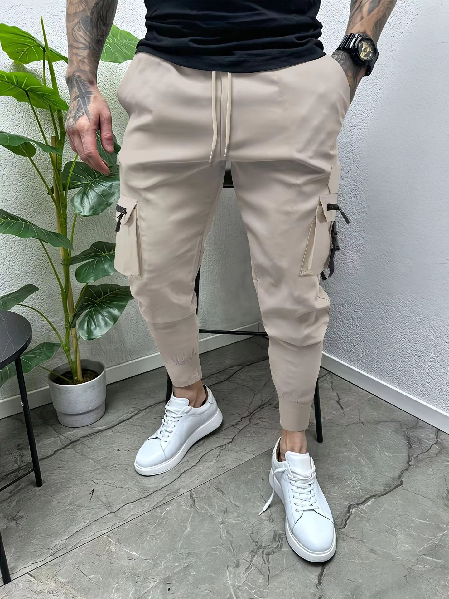 Japanese Brand New men's casual overalls fashion multi-pocket loose pants Size US 31 - 2 Thumbnail
