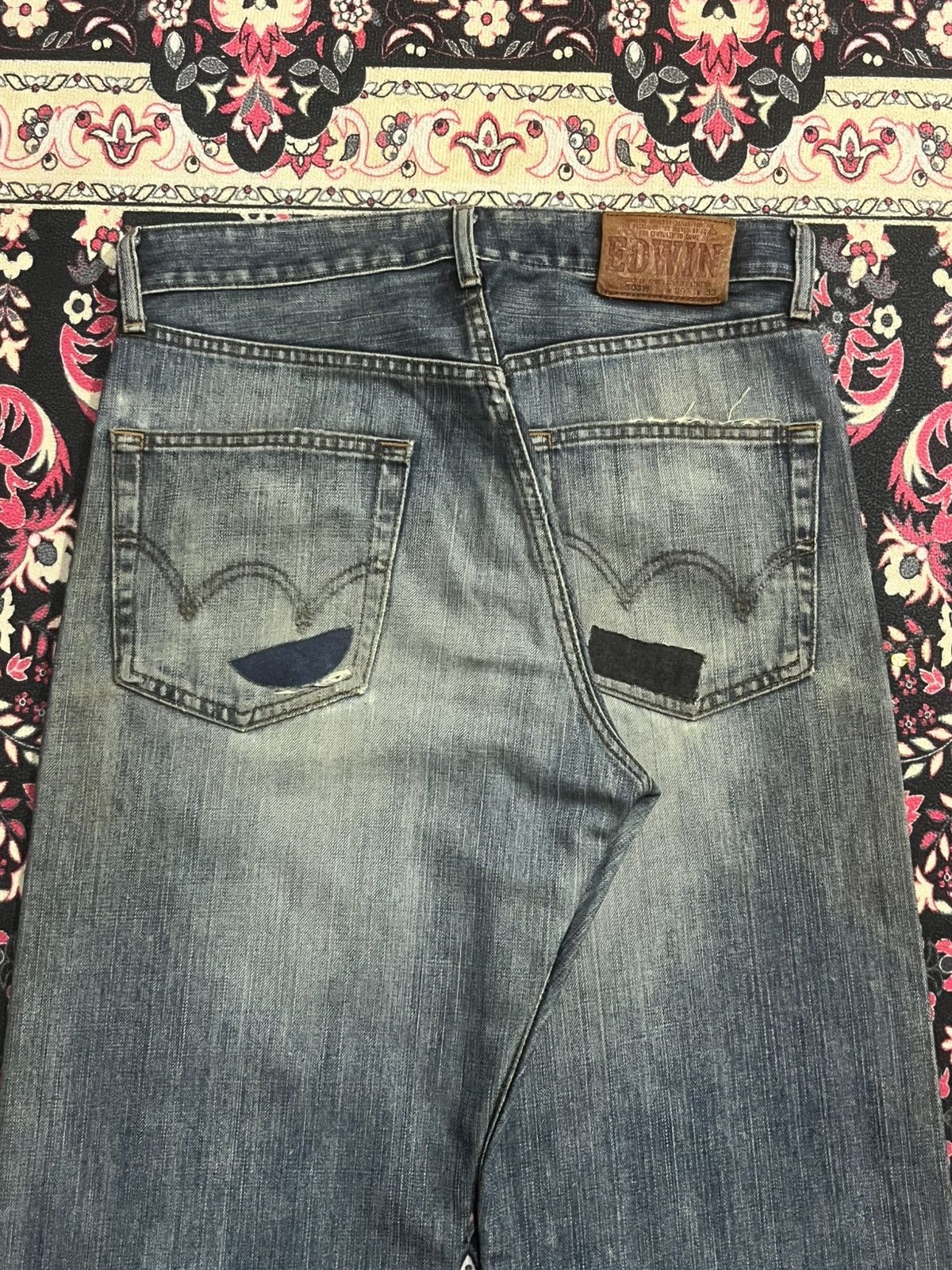 Kapital ⚡️Distressed⚡️Vintage Edwin 503w Blue Washed Ripped Patch Jean Size US 28 / EU 44 - 7 Thumbnail