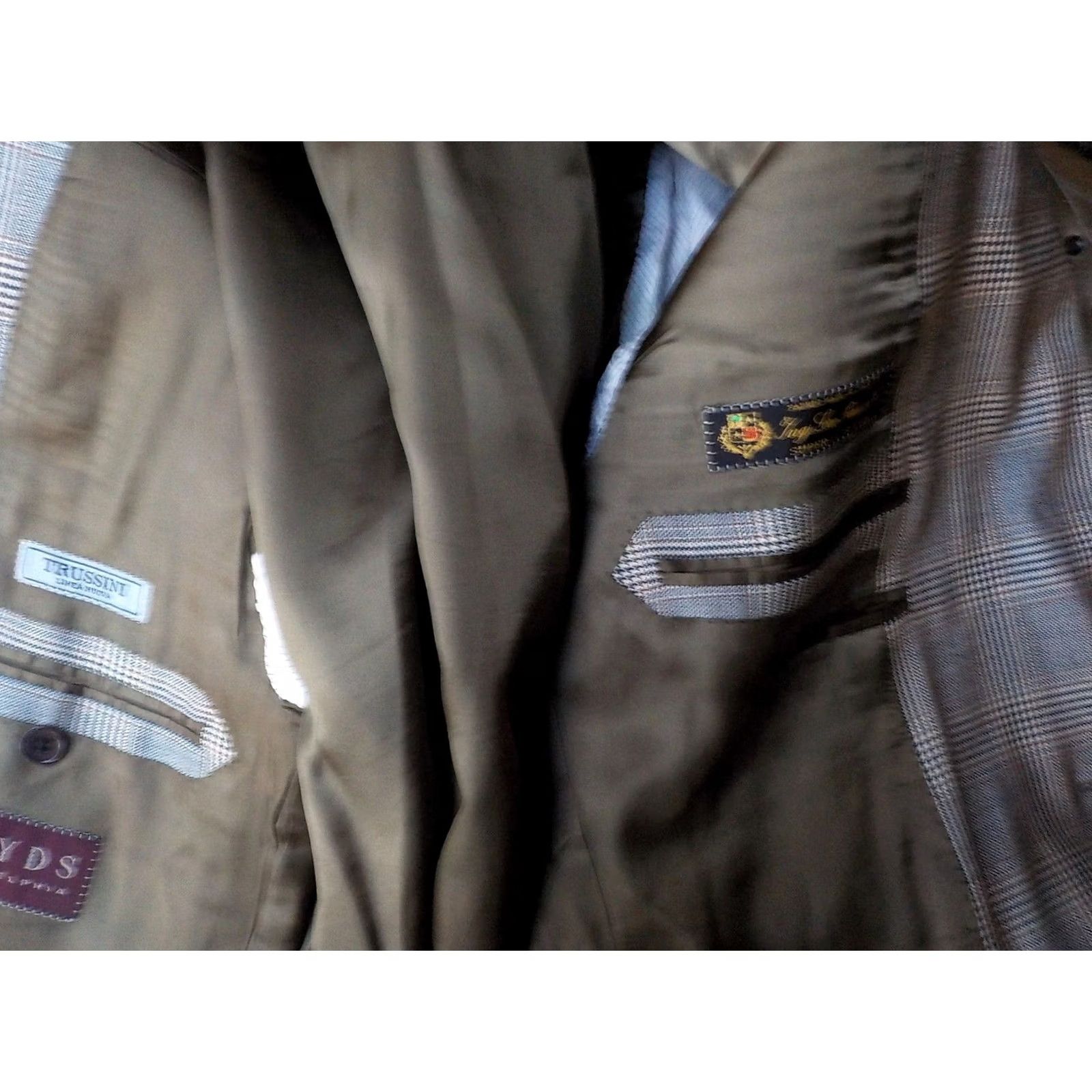 Loro Piana VINTAGE Trussini Boyd's Loro Piana Super 120'2 Wool Plaid Blazer 42L Brown Black Beige Mens Blazer Size 42R - 7 Thumbnail