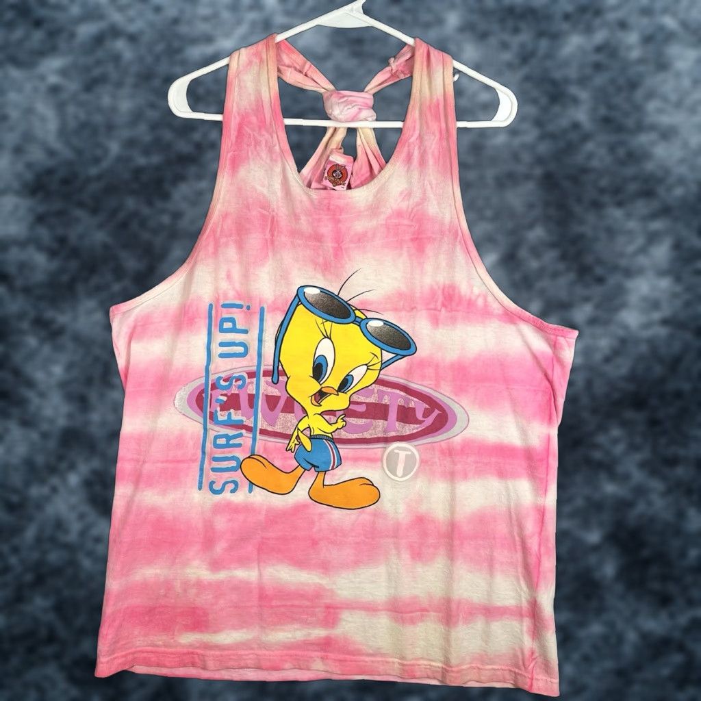 Vintage VINTAGE 90s Looney Tunes Tweety Bird Surf Beach Tank Top Womens XL Pink Cotton Summer/Beach Size XL / US 12-14 / IT 48-50 - 1 Thumbnail