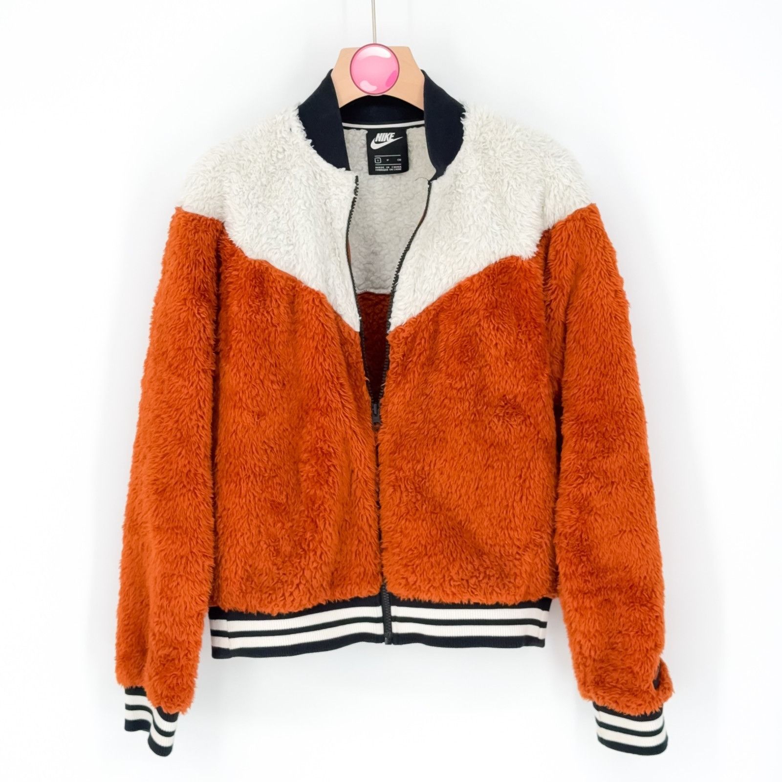 Nike Nike Women's "Wolf" Sherpa Sport Fleece Bomber Jacket Orange Size S / US 4 / IT 40 - 1 Thumbnail