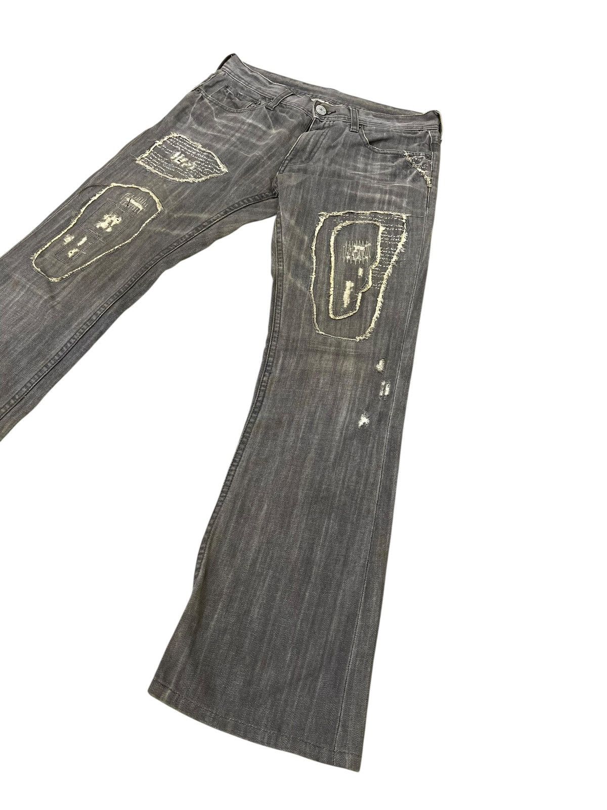 Japanese Brand Flare Jeans Edge Rupert Patchwork Distress Boot Cut 1🟦7 Size US 32 / EU 48 - 3 Thumbnail