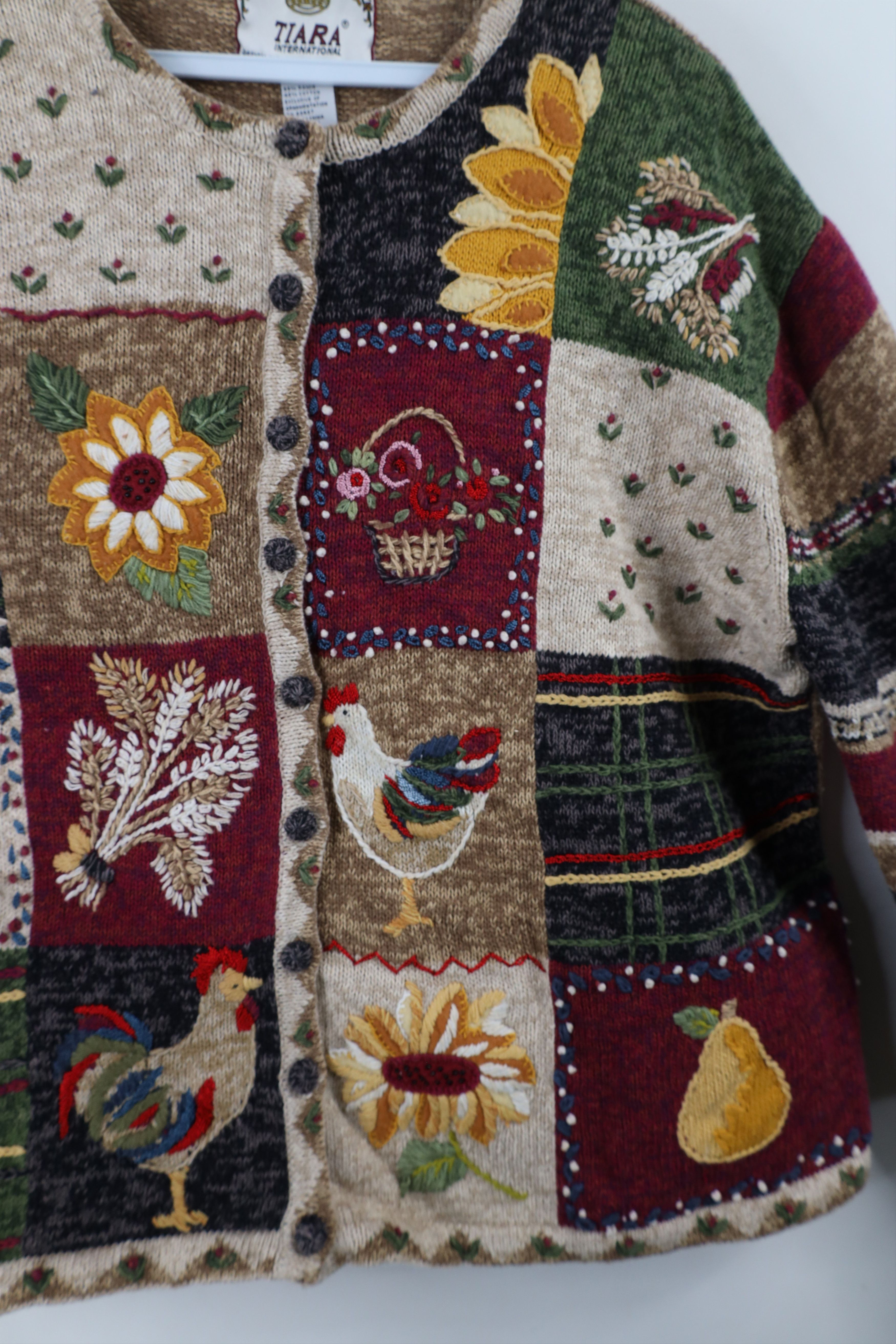 Vintage Vintage Y2K Country Primitive Flower Cardigan Sweater Size XL / US 12-14 / IT 48-50 - 6 Thumbnail