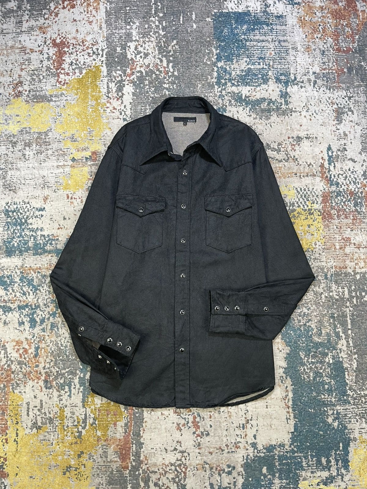 Edwin Edwin Faux Suede Denim Western Shirt Size US M / EU 48-50 / 2 - 1 Thumbnail