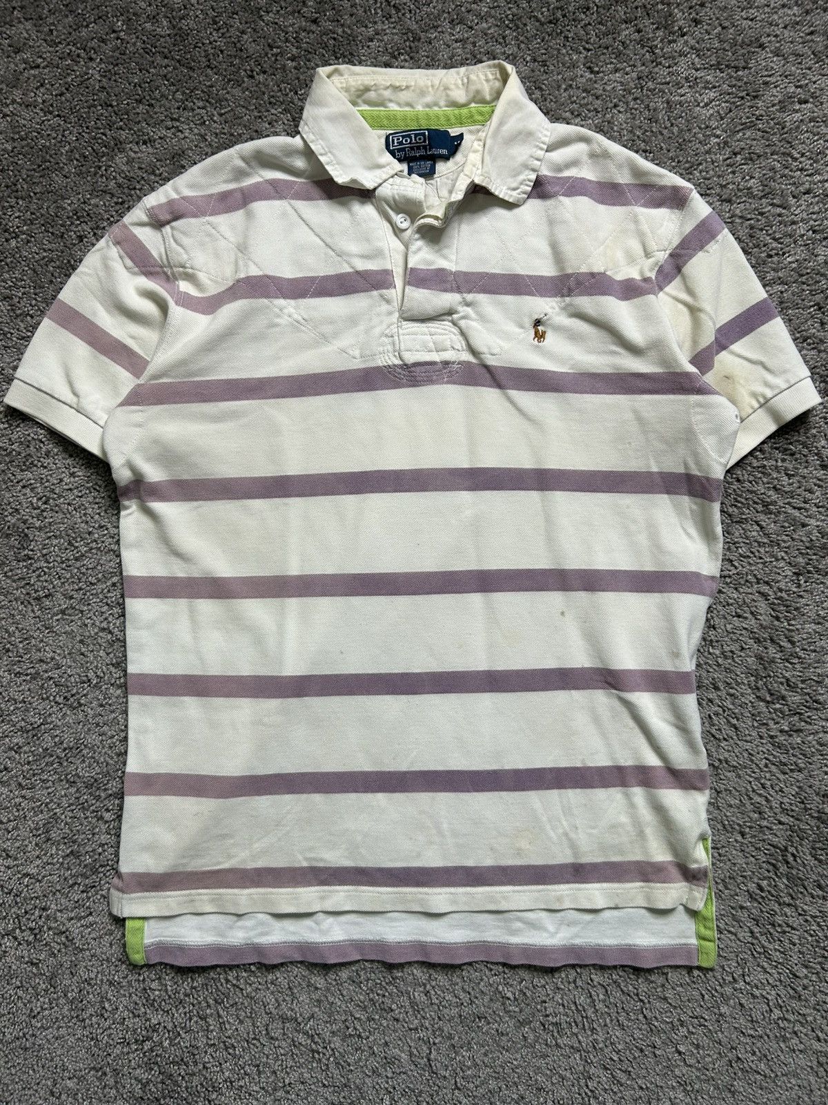 Vintage 80s Polo Ralph Lauren Rugby Pad Striped Short Sleeve