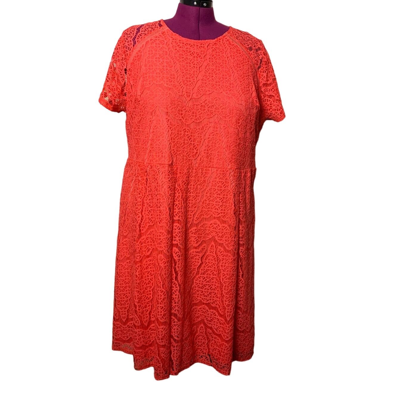 Apt. 9 Apt 9 2X orange cotton blend midi short sleeve sheath dress Size XXL / US 16-18 / IT 52-54 - 1 Thumbnail