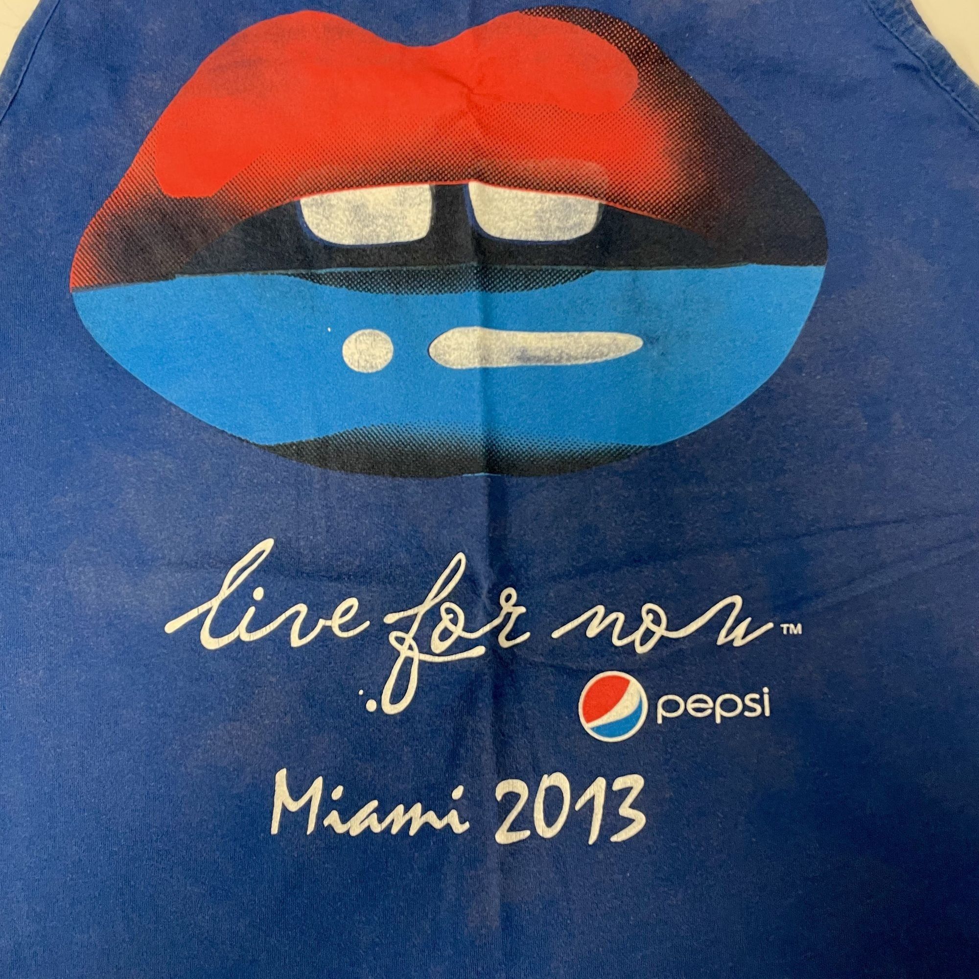 Next Level Vtg Style LIVE FOR NOW PEPSI Blue Miami Beach Lips Tank Top Size US M / EU 48-50 / 2 - 4 Thumbnail