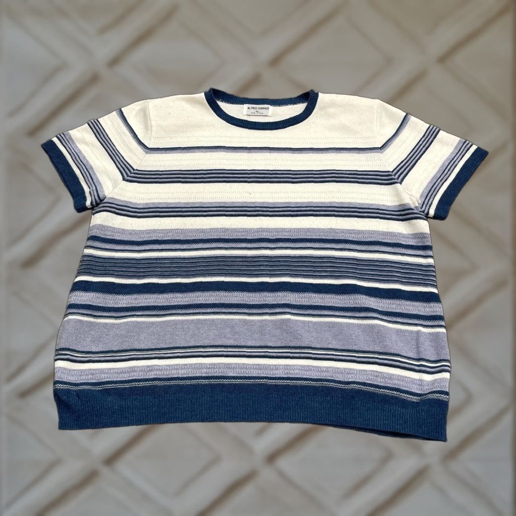 Vintage Alfred Dunner Pullover Sweater Womens XL Blue Striped Casual Crew Neck Size XL / US 12-14 / IT 48-50 - 1 Thumbnail