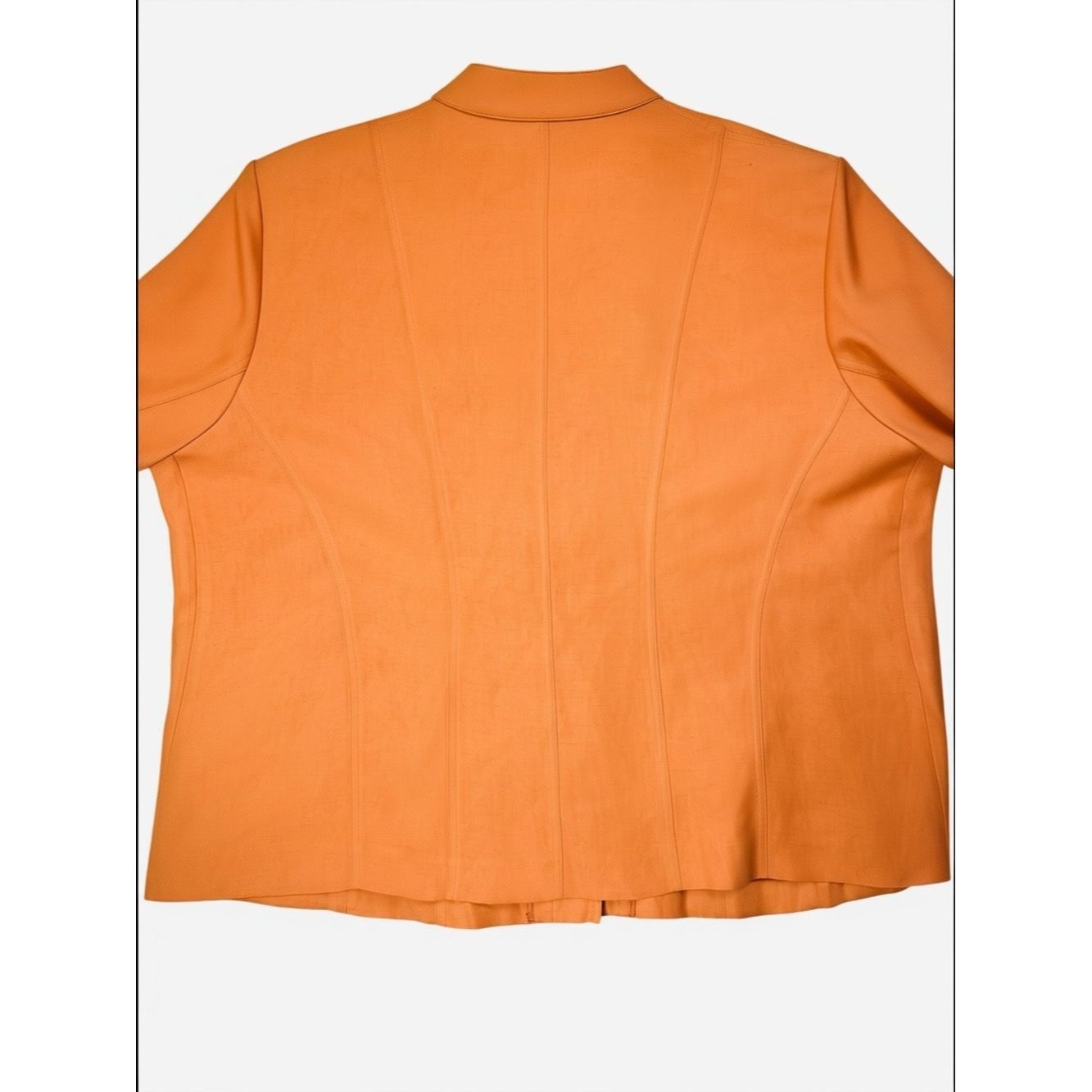 Anne Klein New Anne Klein Linen Orange Mandarin Collar Button Jacket S Size 4XL / US 24-26 - 5 Thumbnail