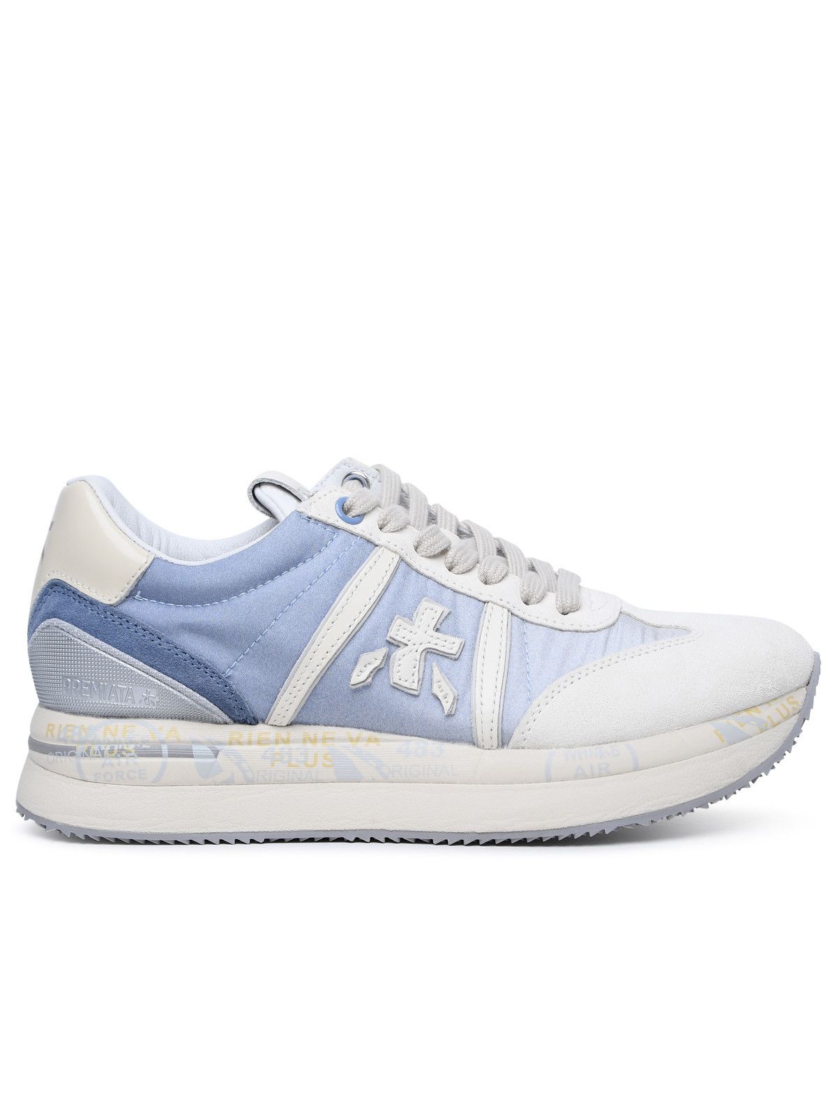 image of Premiata 'conny' Sneakers In Light Blue Leather And Nylon, Women's (Size 11)