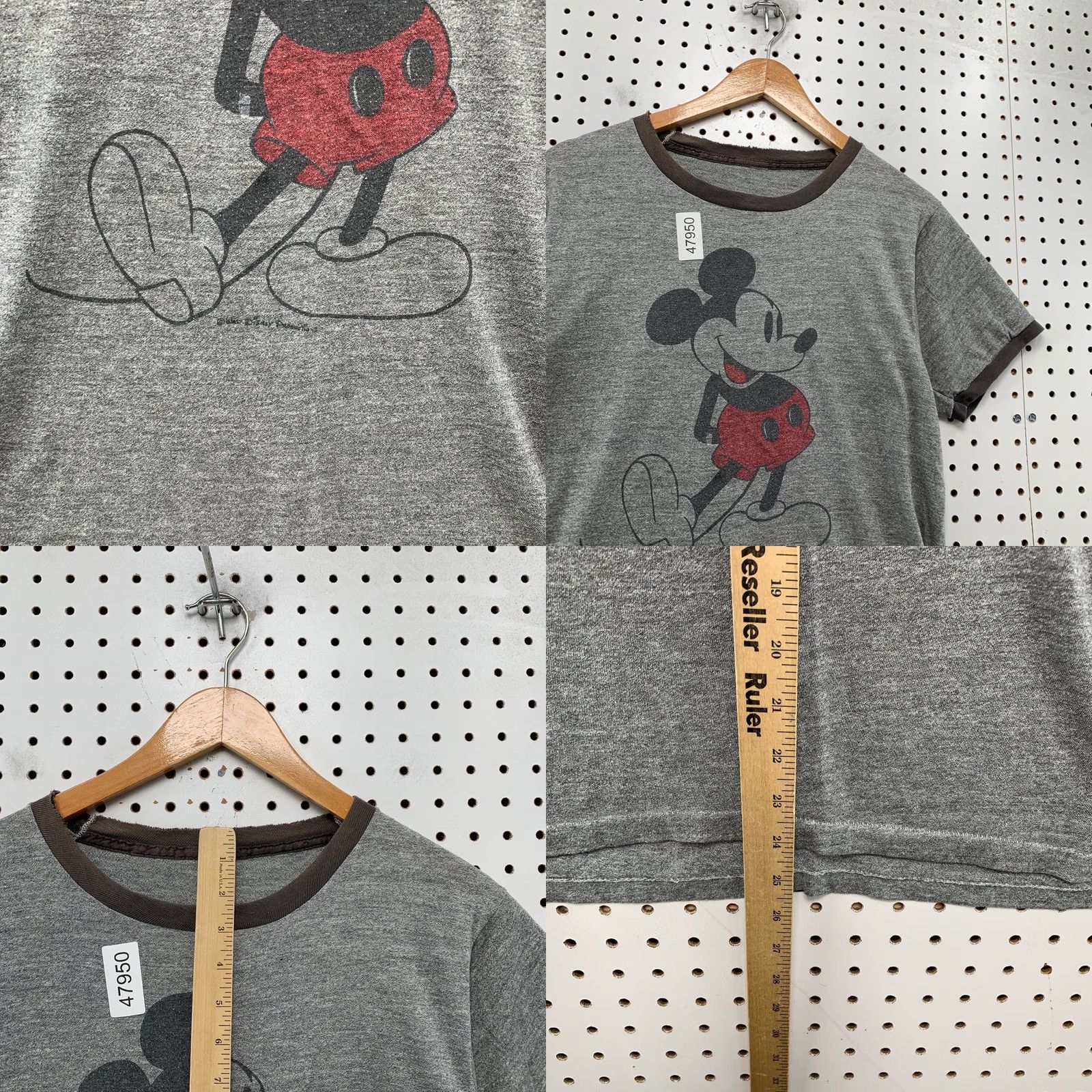 Disney Disney Vintage 80s Mickey Mouse Shirt Mens M Gray Ringer Faded Distressed Shirt Size US M / EU 48-50 / 2 - 8 Thumbnail