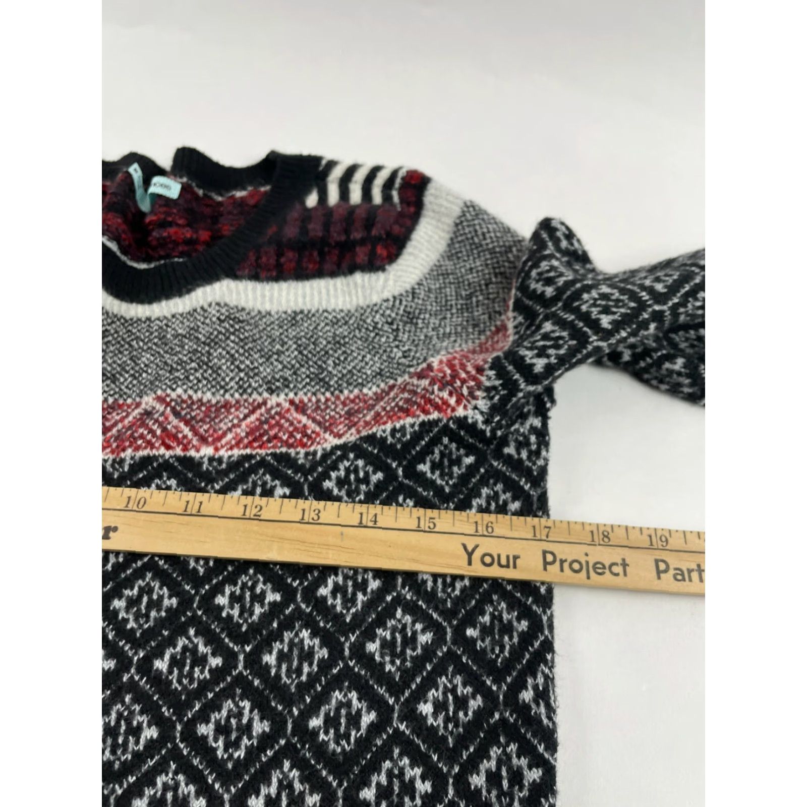 Vintage Maurices Sweater Women's Medium Black Geometric Pullover Crewneck WoolBlend Size M / US 6-8 / IT 42-44 - 5 Thumbnail