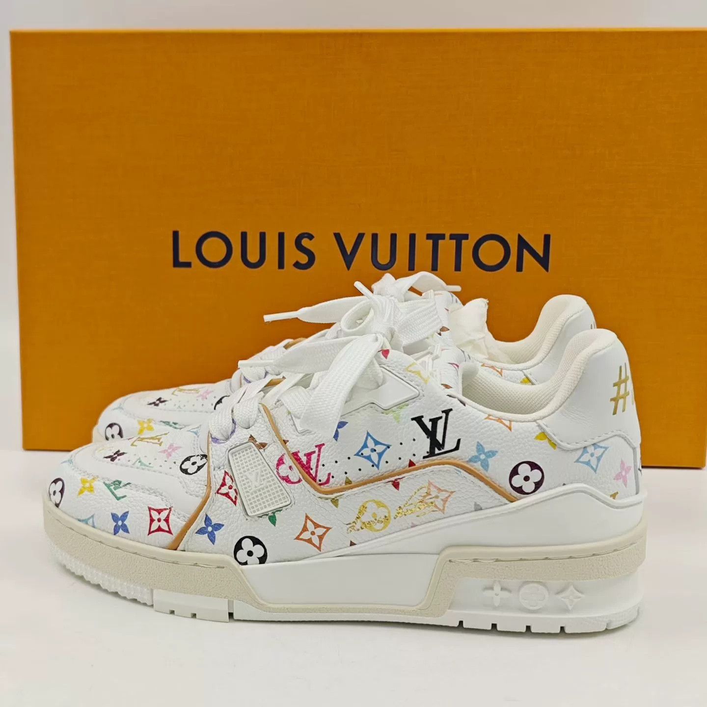 Louis Vuitton Louis Vuitton White Multicolor Trainer Sneakers Size US 5.5 / IT 35.5 - 1 Thumbnail