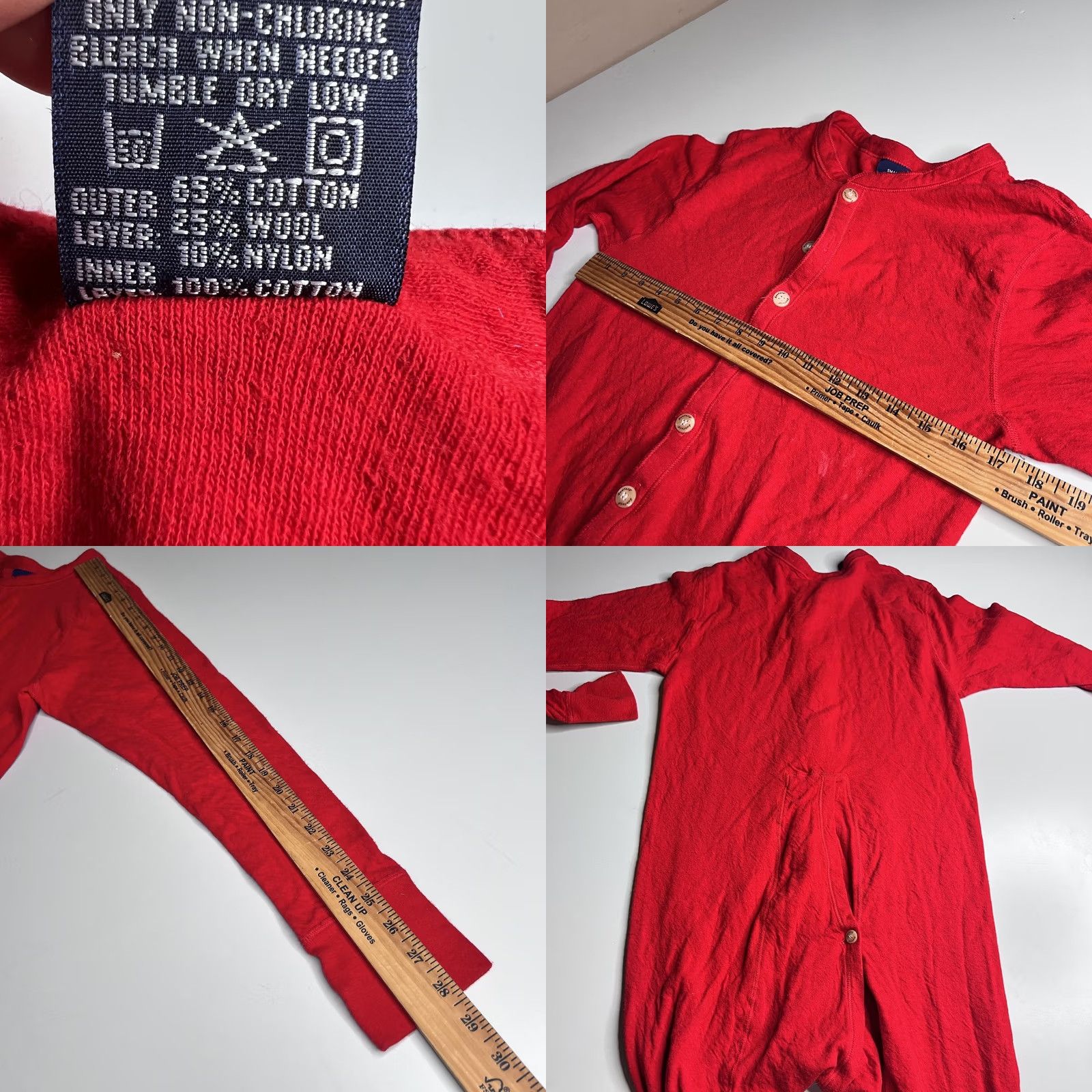 Vintage Duofold Long Johns Mens Small Red Thermal Union Suit One Piece USA Base Layer Size 36R - 8 Thumbnail