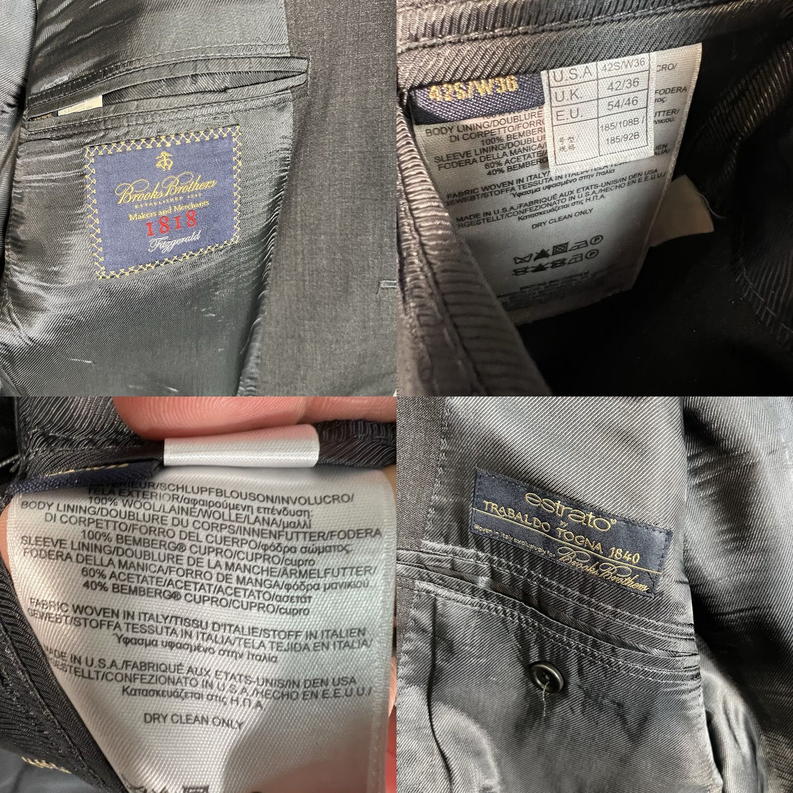 Brooks Brothers BROOKS BROTHERS Sport Coat Jacket Men 42S Gray Wool Blazer 2-Button Single-Breasted Vintage/Classic 1818 Style Mens Size 42S - 8 Thumbnail