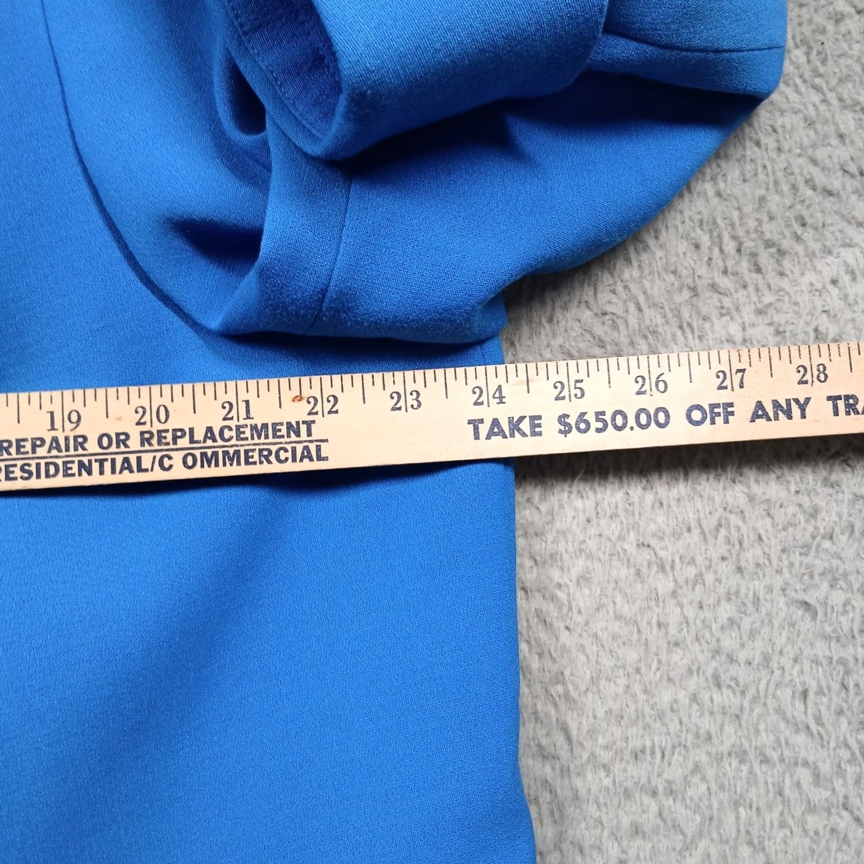 Vintage Tahari Arthur S Levine Blazer Jacket Women Blue Solid 3/4 Sleeve Button Single-Breasted Lined Workwear Tailored Size L / US 10 / IT 46 - 6 Thumbnail