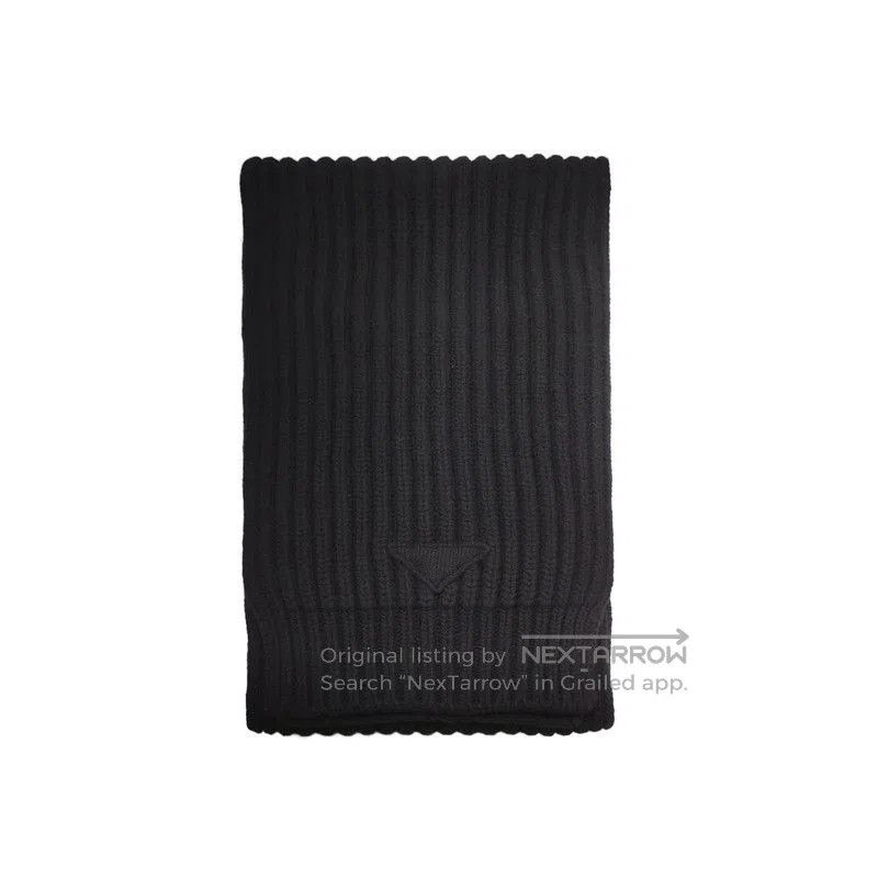 Prada Prada Black Ribbed Knit Scarf. Size ONE SIZE - 1 Thumbnail