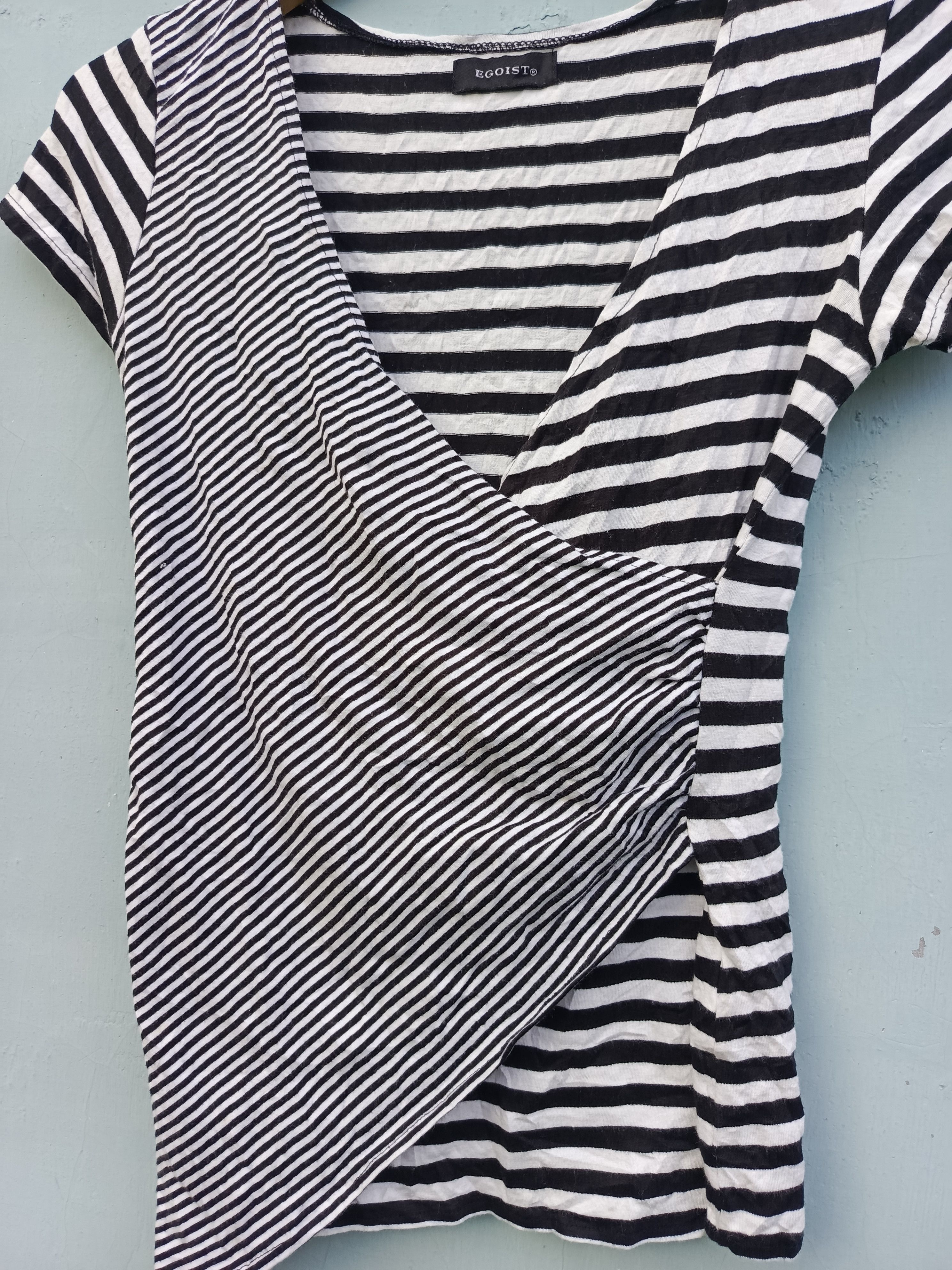 Designer × Japanese Brand Egoist black white Stripes blouse tshirt Size XS / US 0-2 / IT 36-38 - 3 Thumbnail