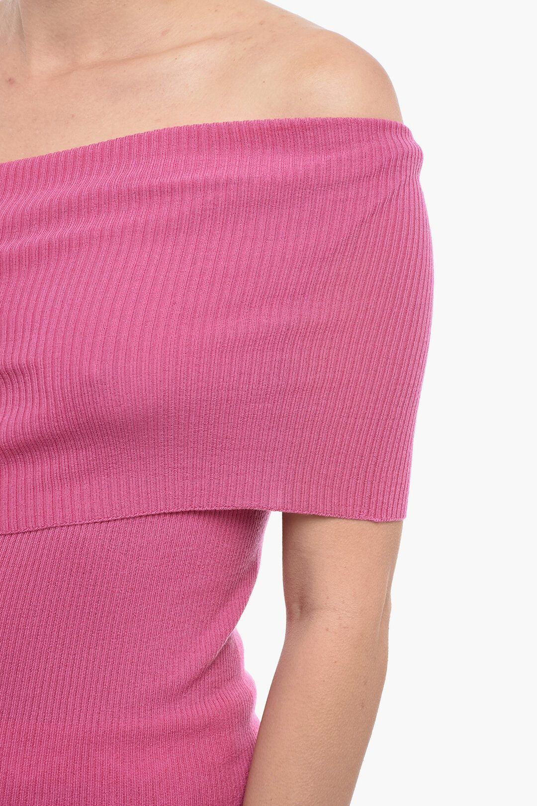 Rick Owens og1mm0724 Edfu One Shoulder Ribbed Wool Top in Pink Size L / US 10 / IT 46 - 3 Thumbnail