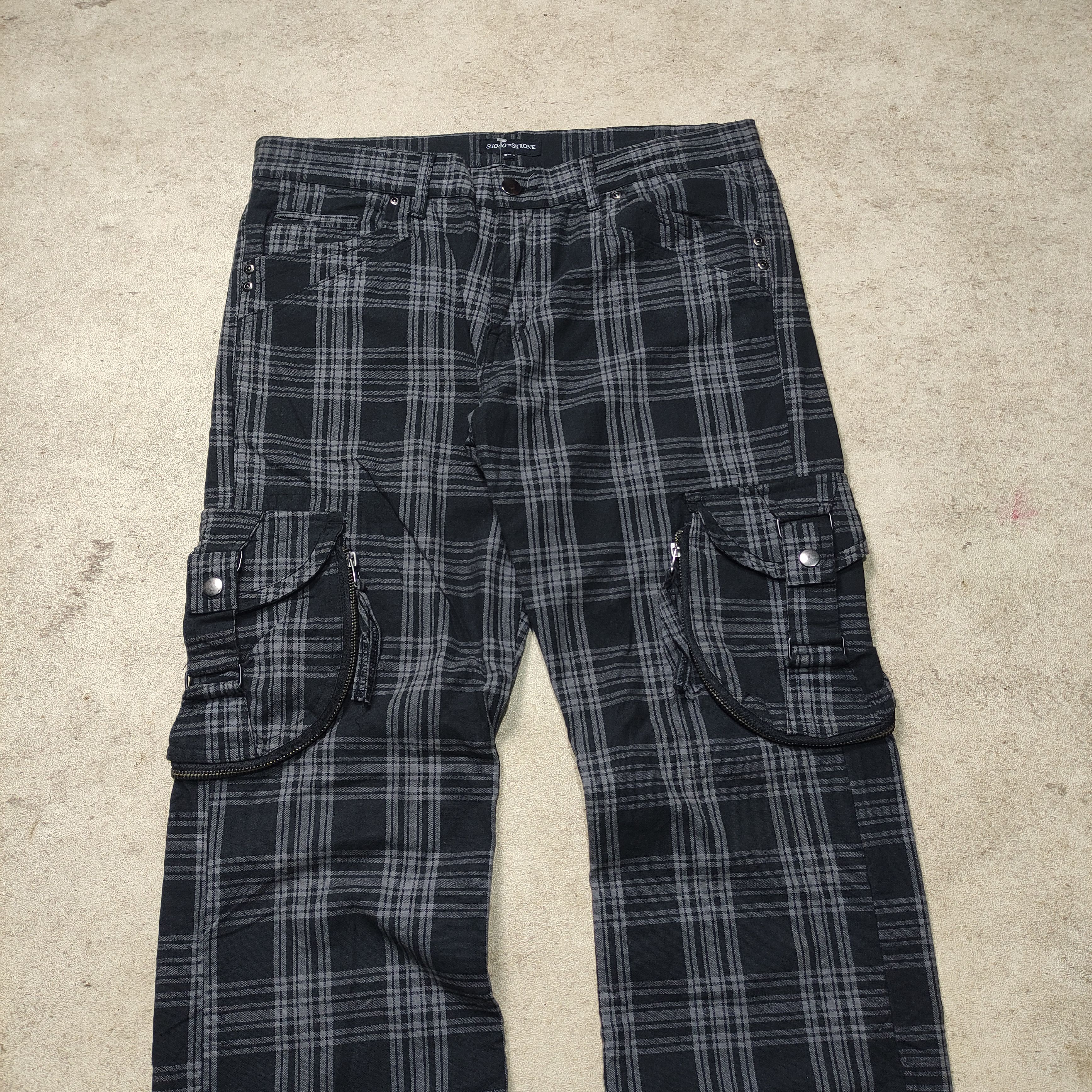 If Six Was Nine 31040 = SKKONE Plaid Bondage Cargo Pants Size US 32 / EU 48 - 8 Thumbnail