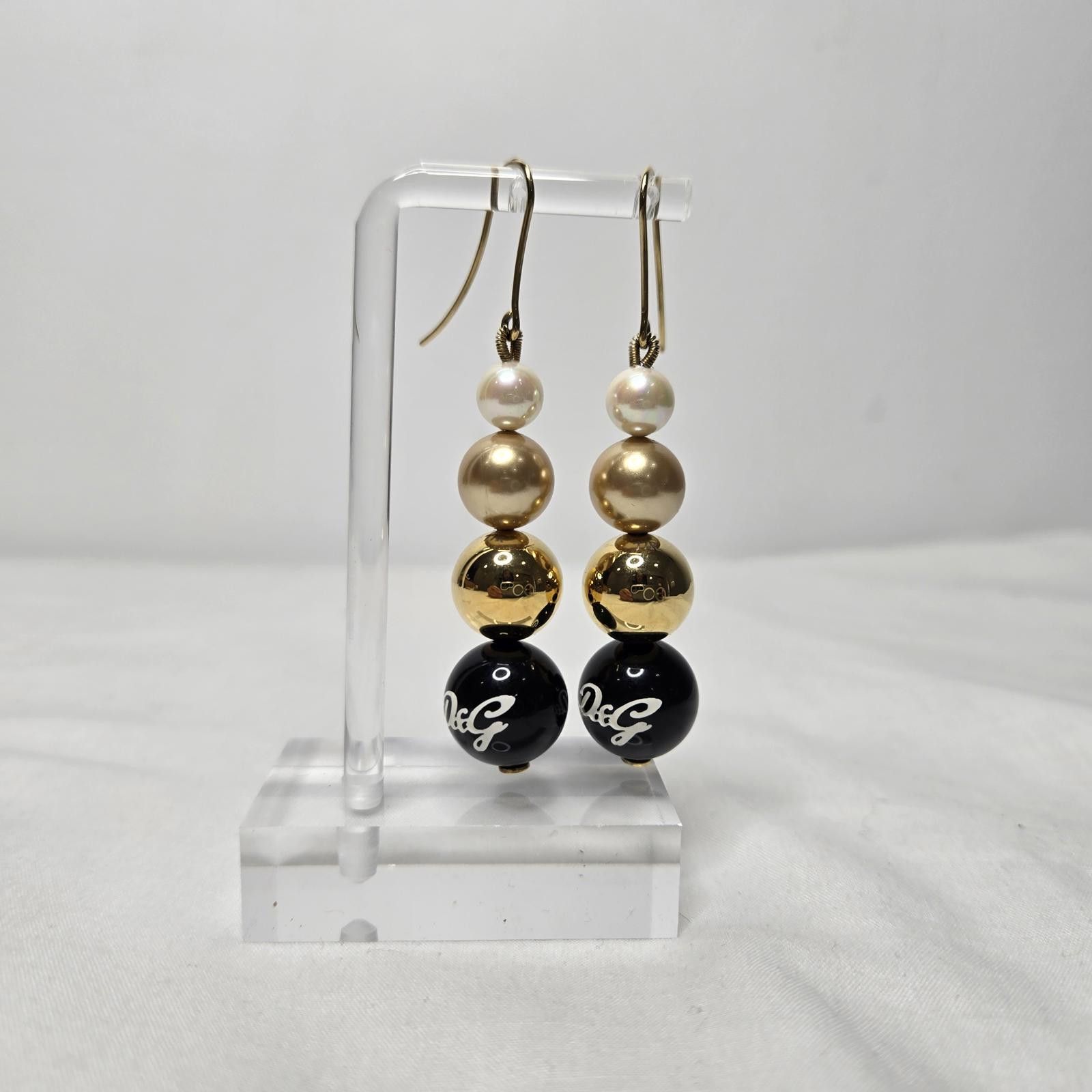 Dolce & Gabbana Dolce & Gabbana Earrings Faux Pearl Enamel D&G Love Size ONE SIZE - 1 Thumbnail