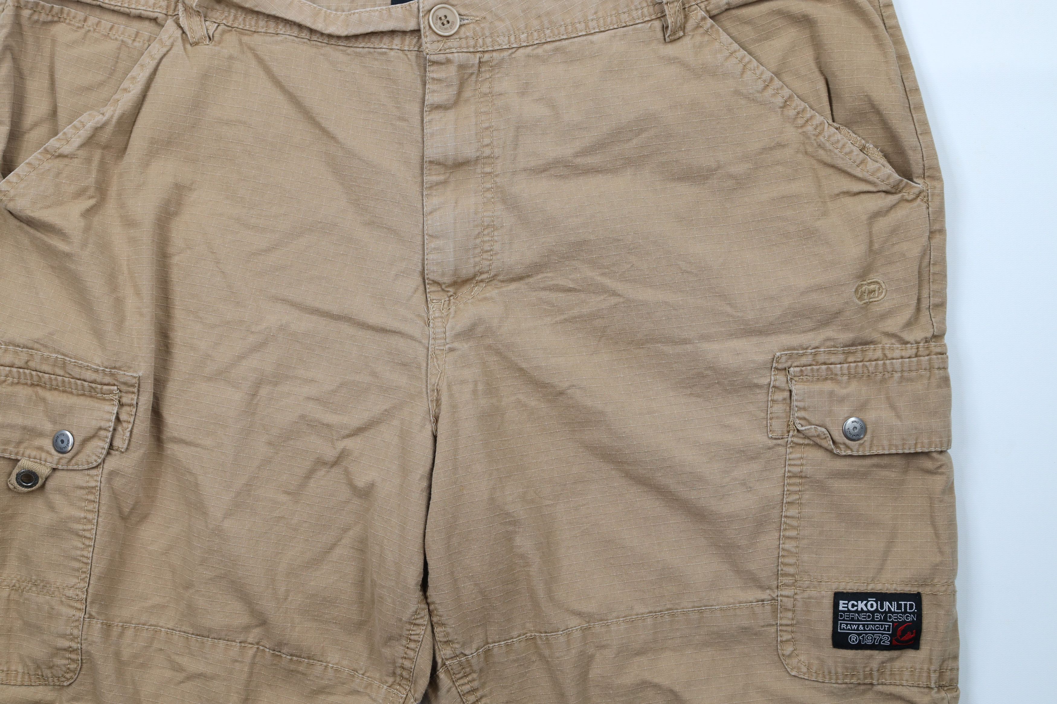 Ecko Unltd. × Vintage Vintage Ecko Baggy Fit Ripstop Cargo Shorts Beige Cotton Size US 42 / EU 58 - 3 Thumbnail