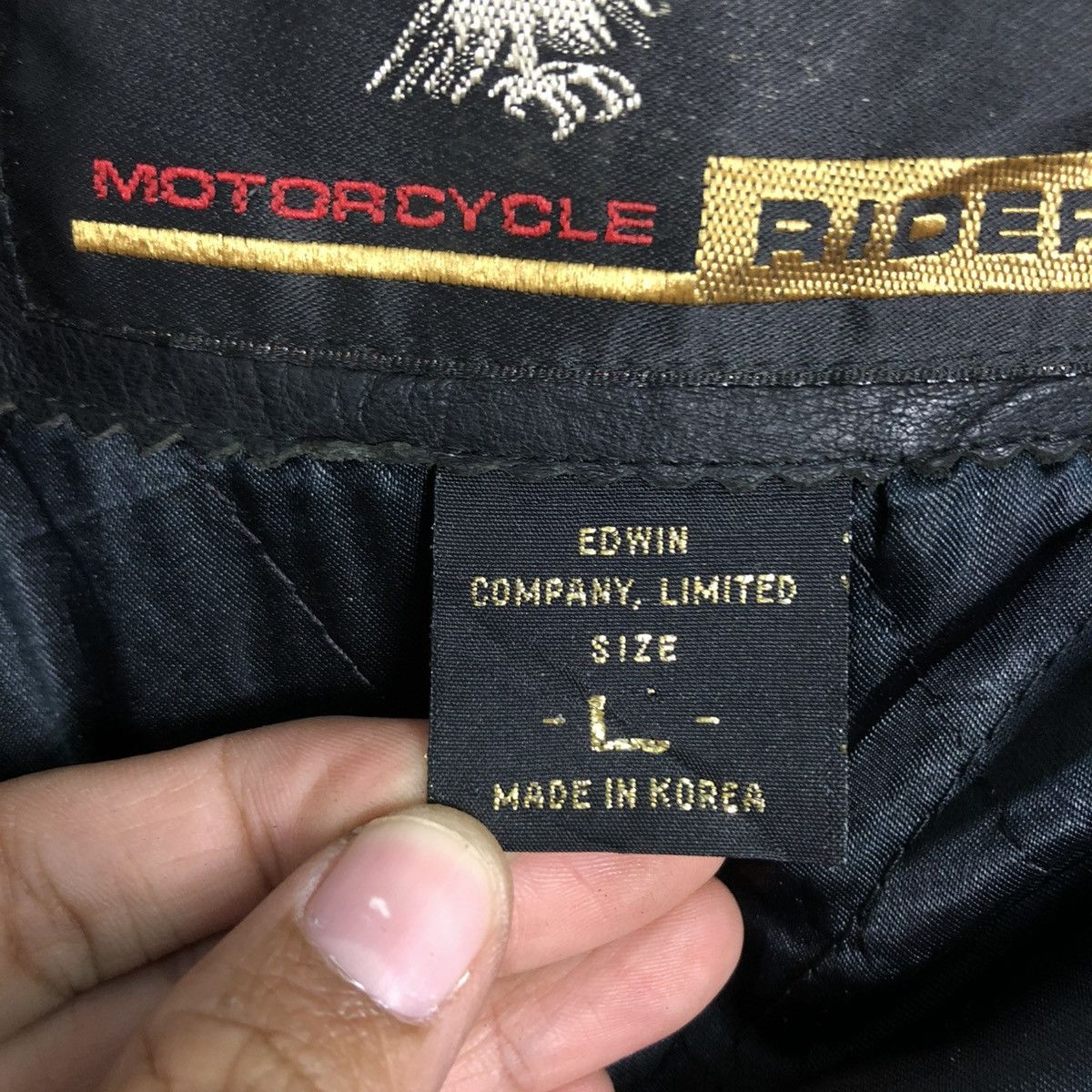 Edwin 🔥VINTAGE MOTORCYCLE RIDER LEATHER JACKET EDWIN COMPANY Size US L / EU 52-54 / 3 - 22 Thumbnail