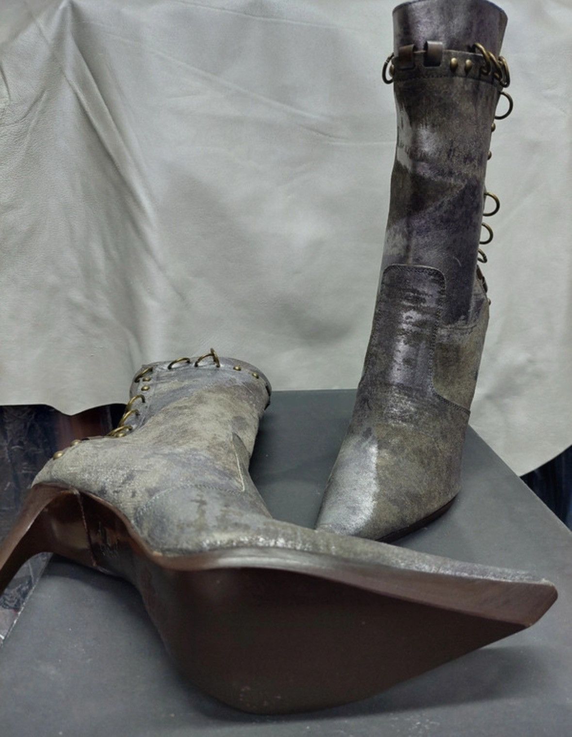 Other Women’s Metallic Gray Mid-Calf High Heel Boots – Size 39 Size US 8 / IT 38 - 2 Thumbnail