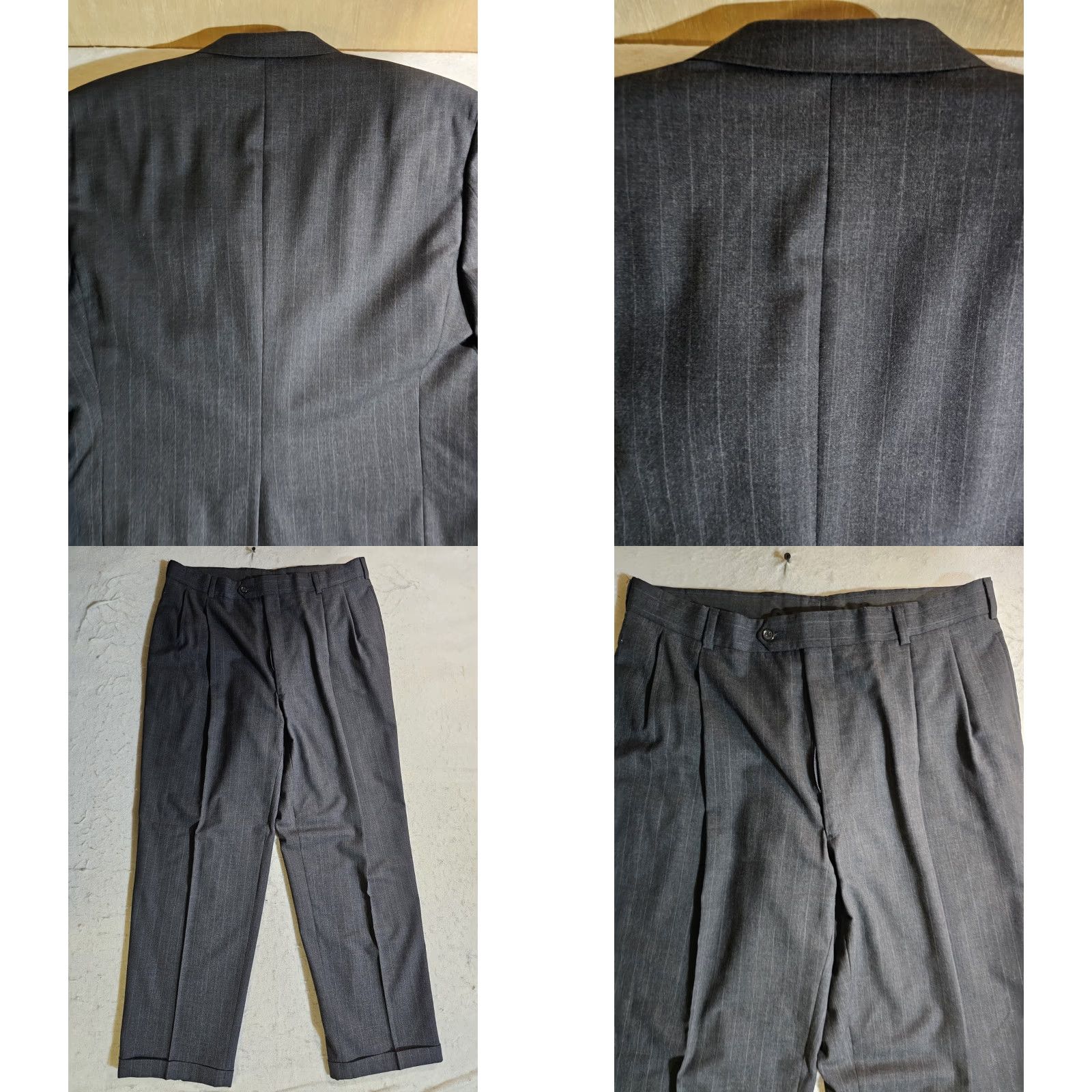 Austin Reed VINTAGE Austin Reed Signature 2 Pc Suit 100% Wool Grey Pin Striped Men's 44R 34x30 Size 44R - 9 Thumbnail