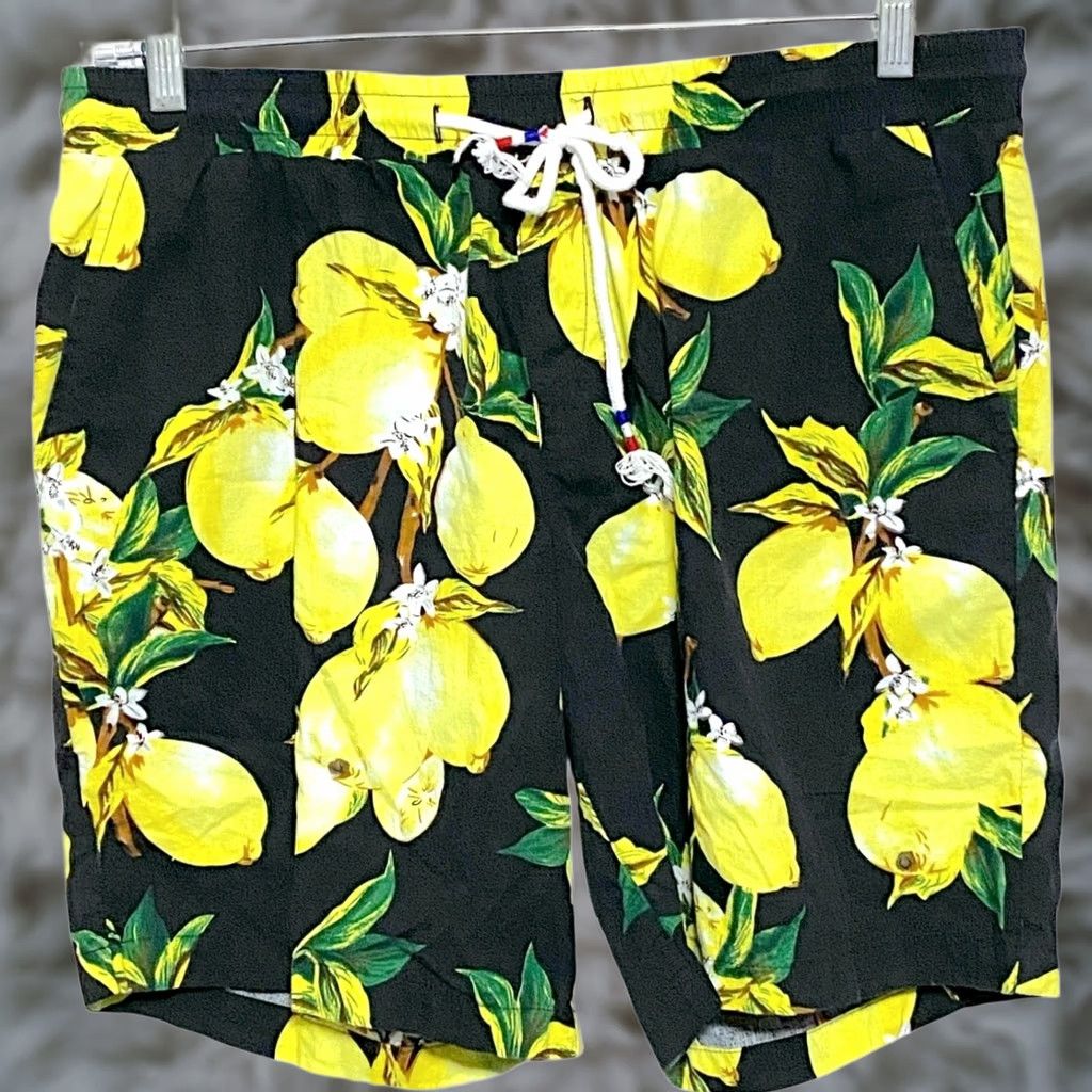 Vintage Jogal Lemon Fruit Swim Board Shorts Mens M Hawaiian Beach AOP Surfing Resortwear Geometric Pattern Beach Mens M Size US 31 - 1 Thumbnail