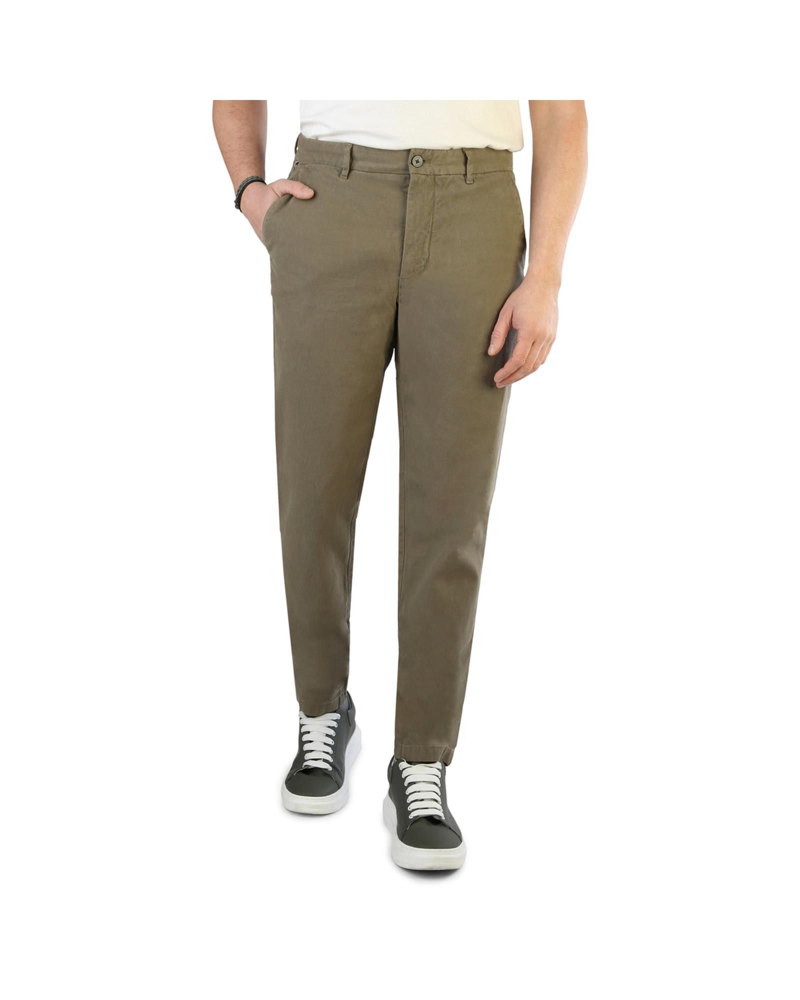 Image of Tommy Hilfiger Solid Colour Trousers With Button And Zip Fastening in Green, Men's (Size 33)