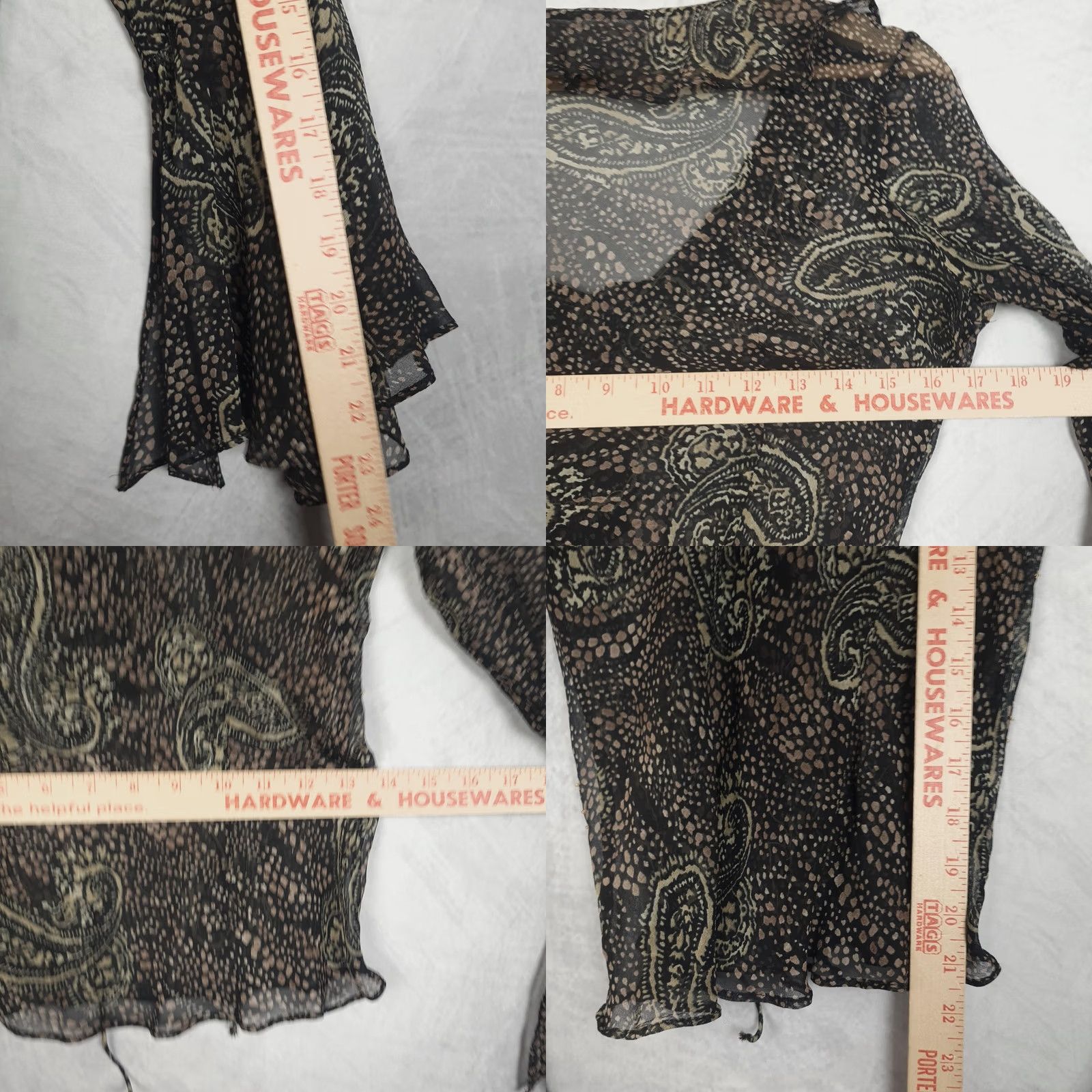 Bell VINTAGE Y2K Whimsy Fairy Top Womens Small Black Beaded Ruffle Bell Sleeve Blouse Size S / US 4 / IT 40 - 11 Thumbnail