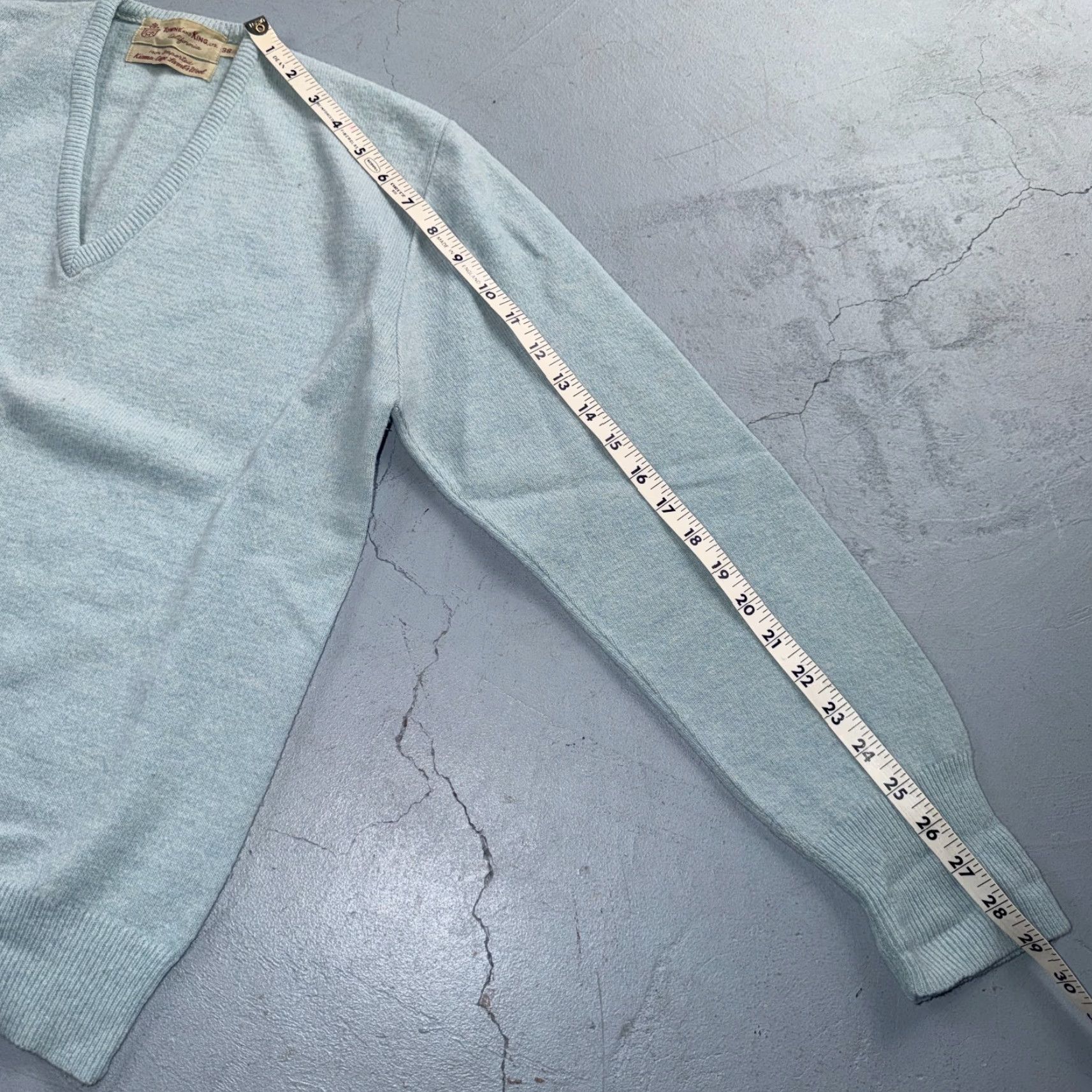 Vintage VTG 1950s Wool Lamb Pullover Sweater Rockabilly Mens V Neck Blue Towne Kin Size US M / EU 48-50 / 2 - 5 Thumbnail