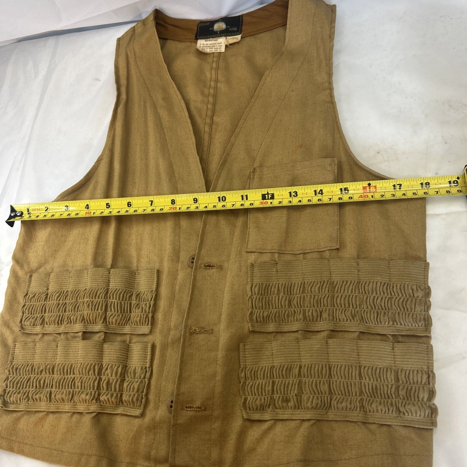 Sears Vintage Bullet Vest Sears Roebuck Co Hunting Brown No Holes Size ONE SIZE - 2 Thumbnail