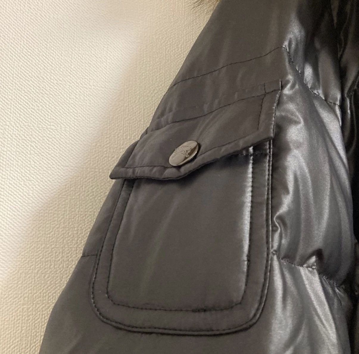 Burberry Blue Label Black Down Jacket Hooded Fur Detachable