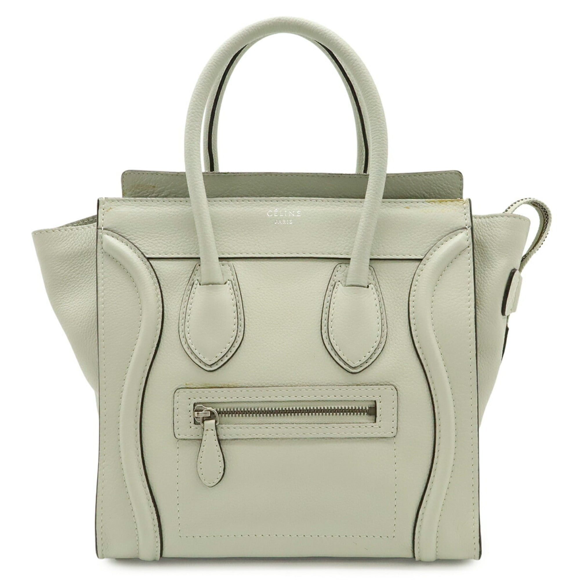 Celine CELINE Luggage Micro Shopper Tote Bag Handbag Leather Light Gray 177913 Size ONE SIZE - 1 Thumbnail