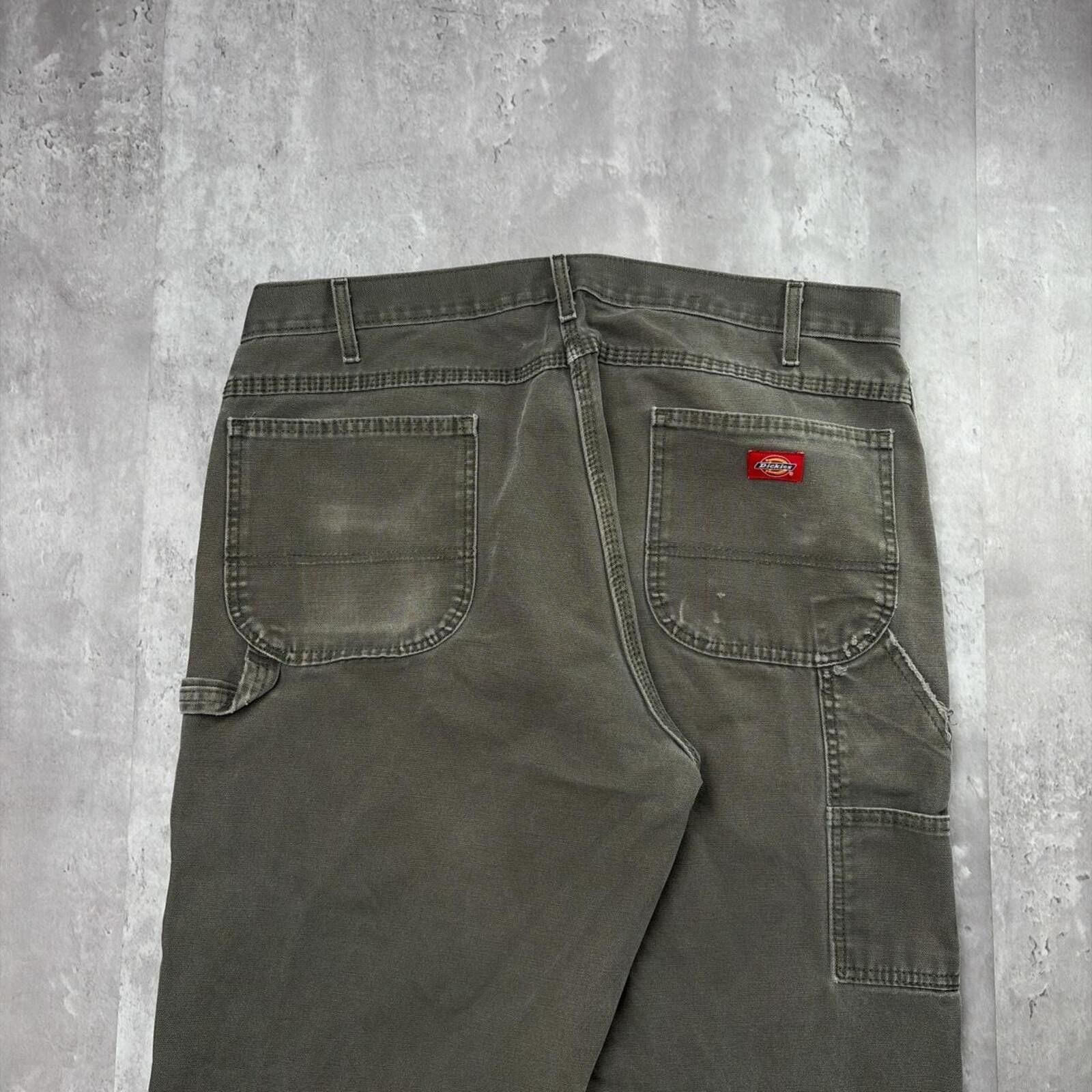 Dickies Y2K Olive Green Dickies Workwear Distressed Carpenter Pants Size US 40 / EU 56 - 3 Thumbnail