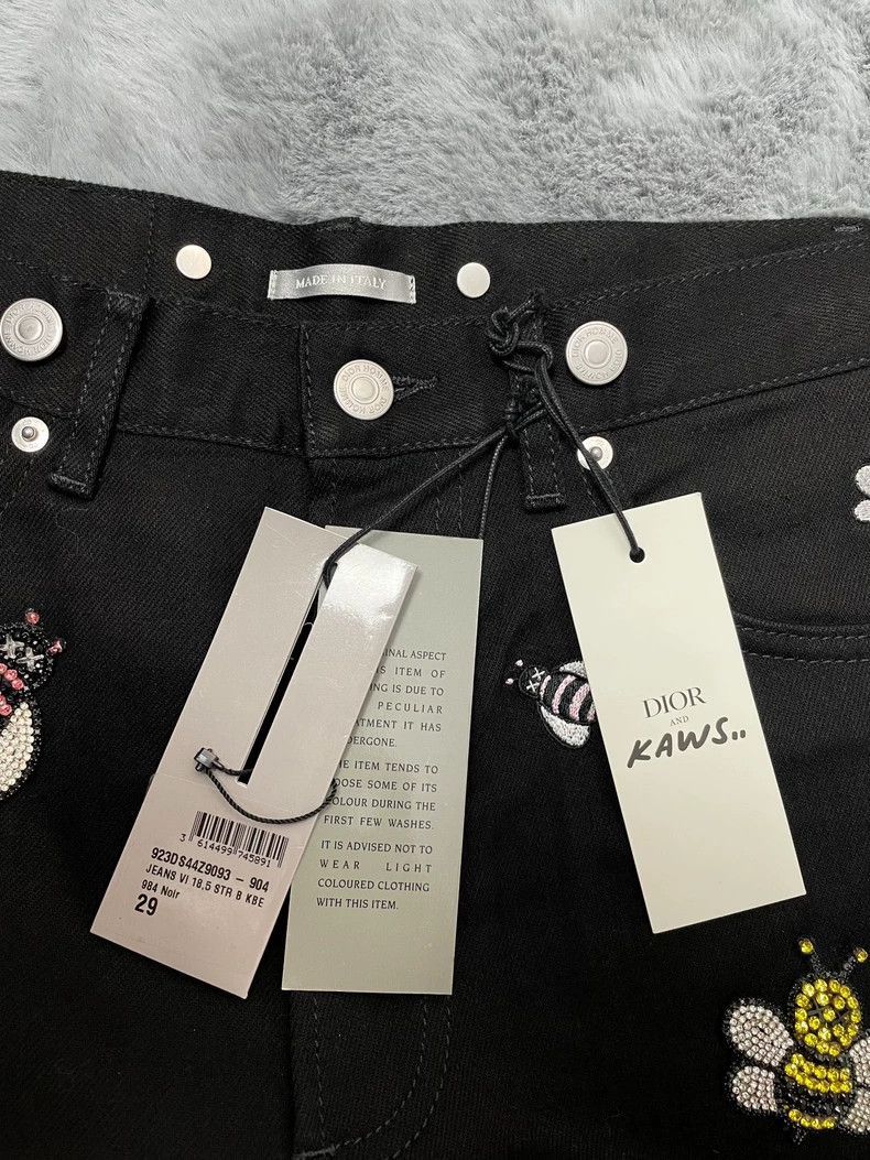 Dior Dior Homme Black Denim Pants with Embroidery-2506 Size US 29 - 3 Thumbnail