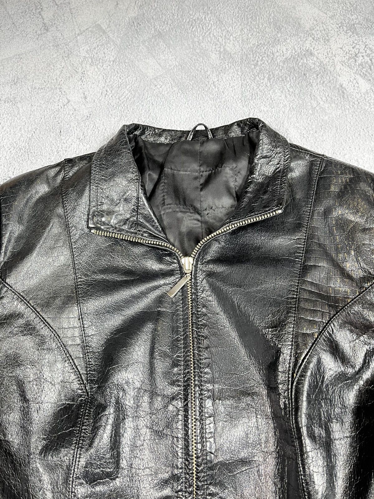 Vintage Vintage 90s Japan leather jacket crocodile style AvantGarde Size M / US 6-8 / IT 42-44 - 6 Thumbnail