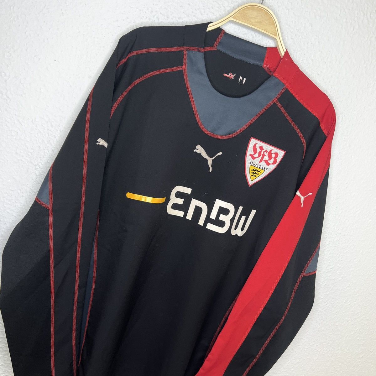 Puma Vintage Puma Stuttgart Jersey Longsleeve Tshirt Y2K Black Size US XL / EU 56 / 4 - 3 Thumbnail